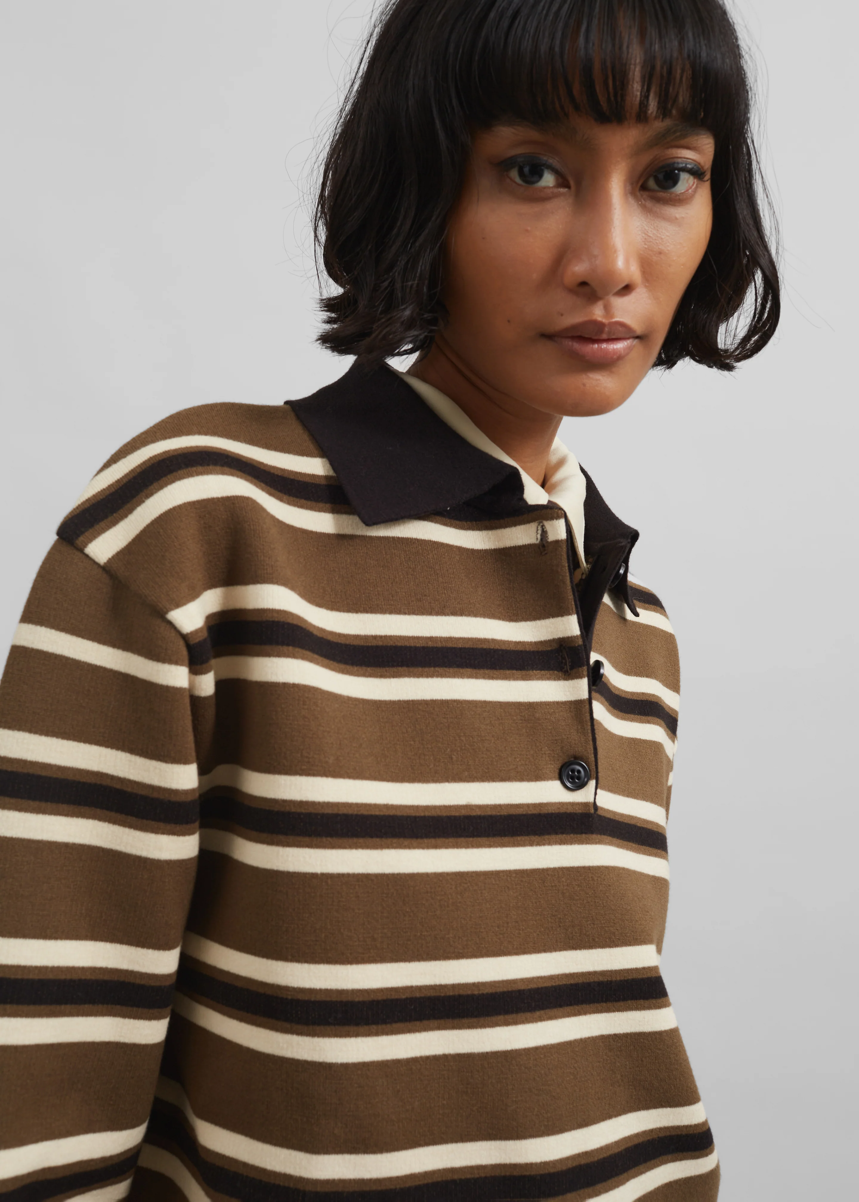 Royan Striped Polo - Khaki Multi Stripe - Image 5