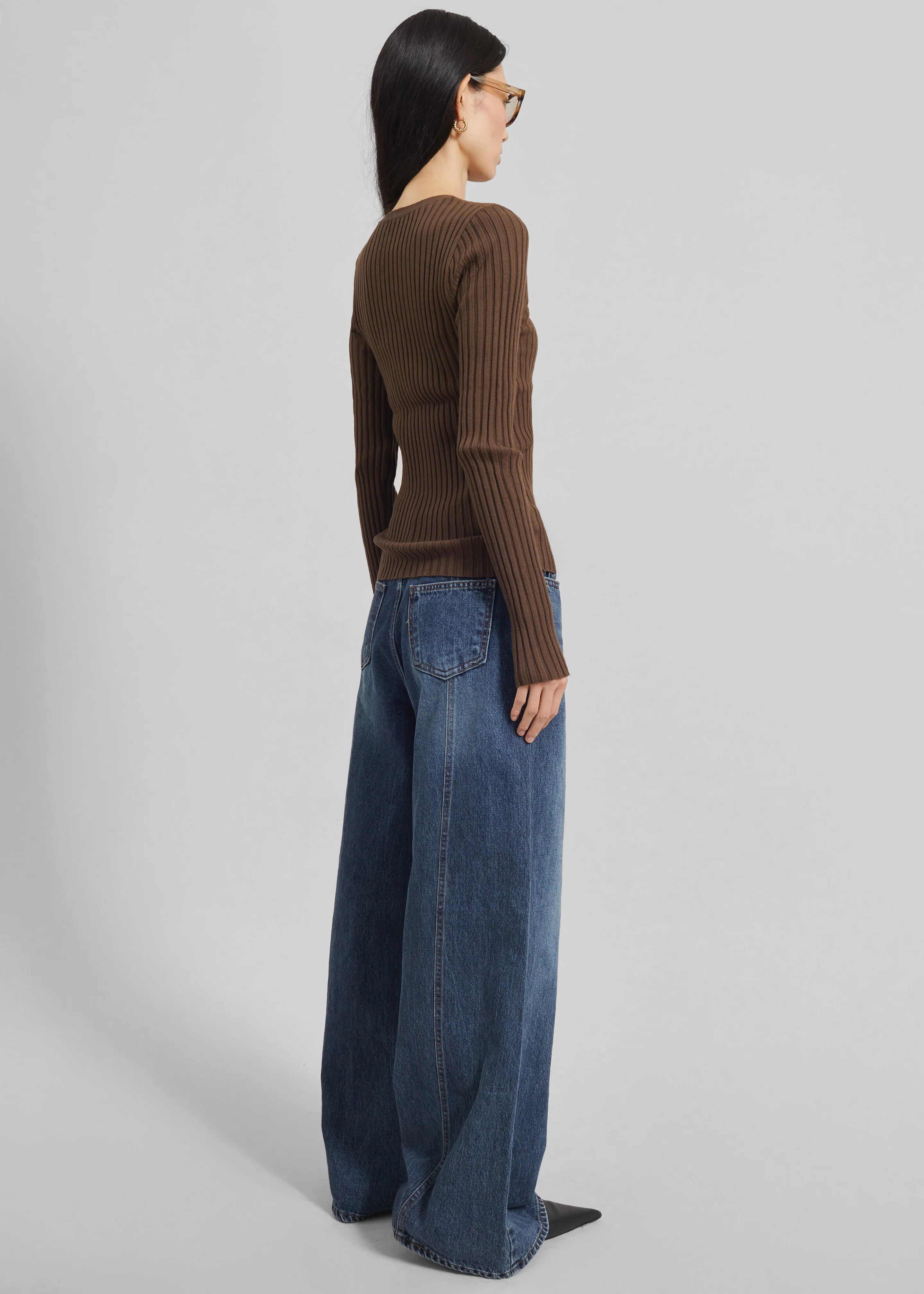 Ruan Ribbed Knit Top - Brown - Image 5