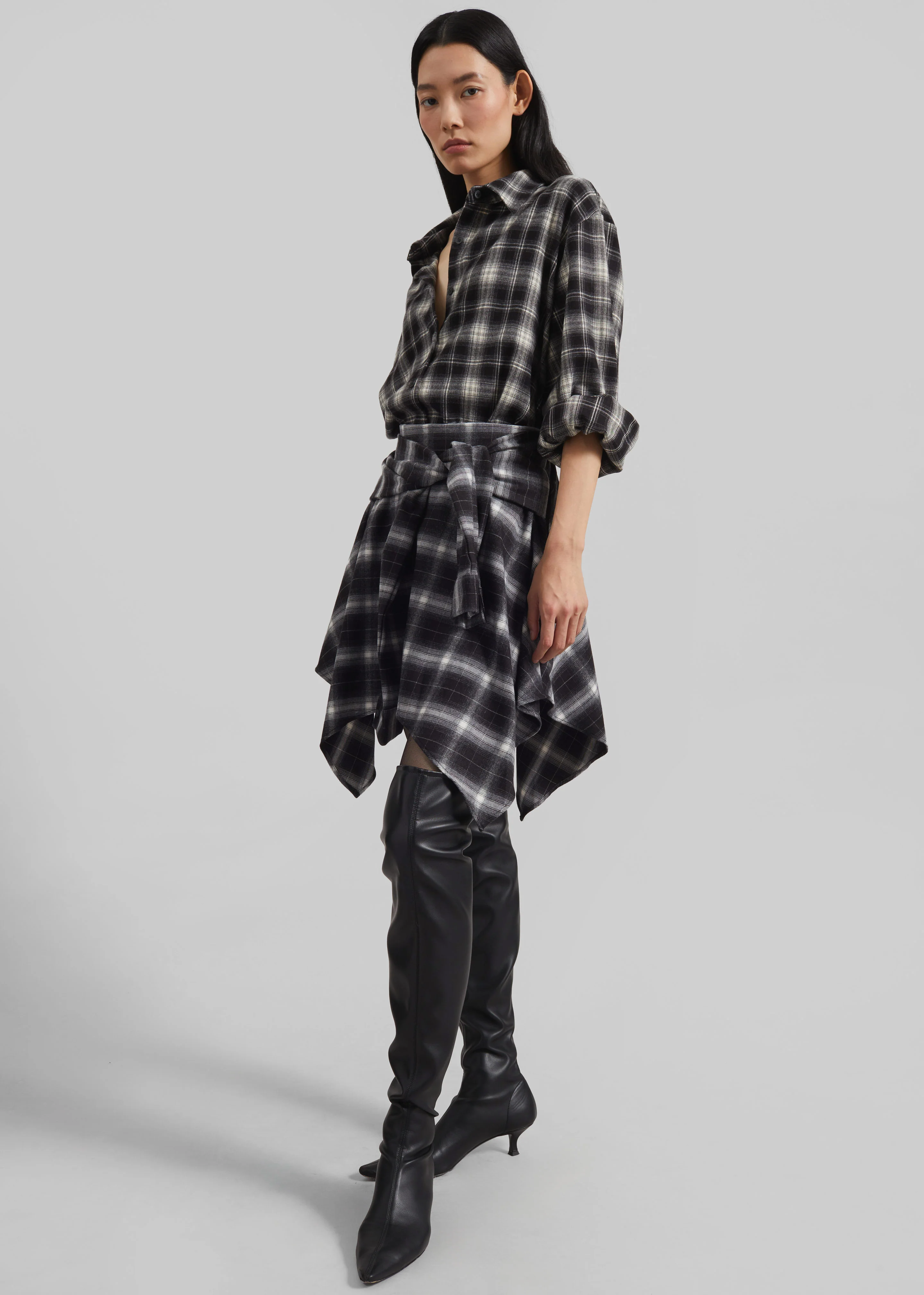 Rue Scarf Shirt - Black Plaid - Image 8