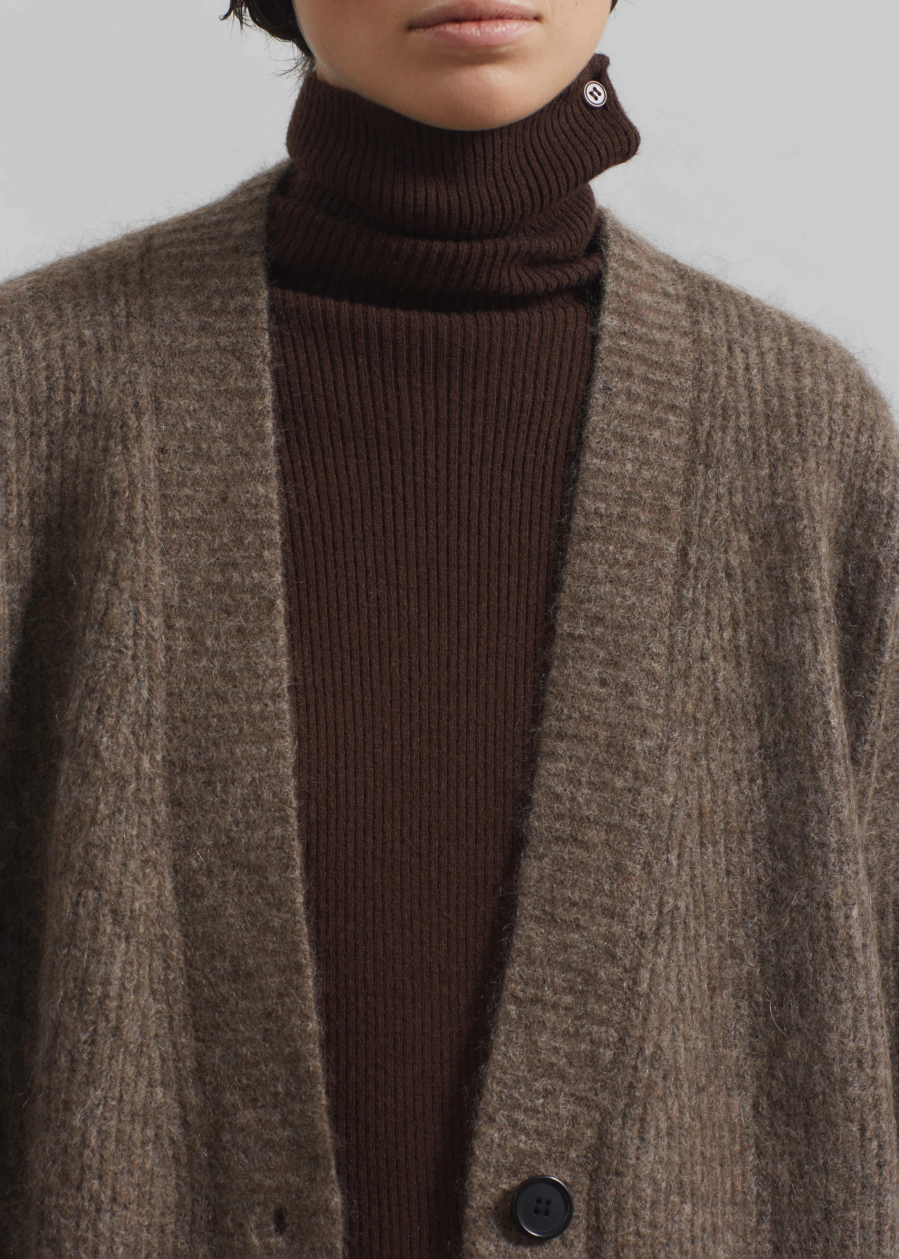 Ruhr Oversized Mohair Cardigan - Brown - Image 5