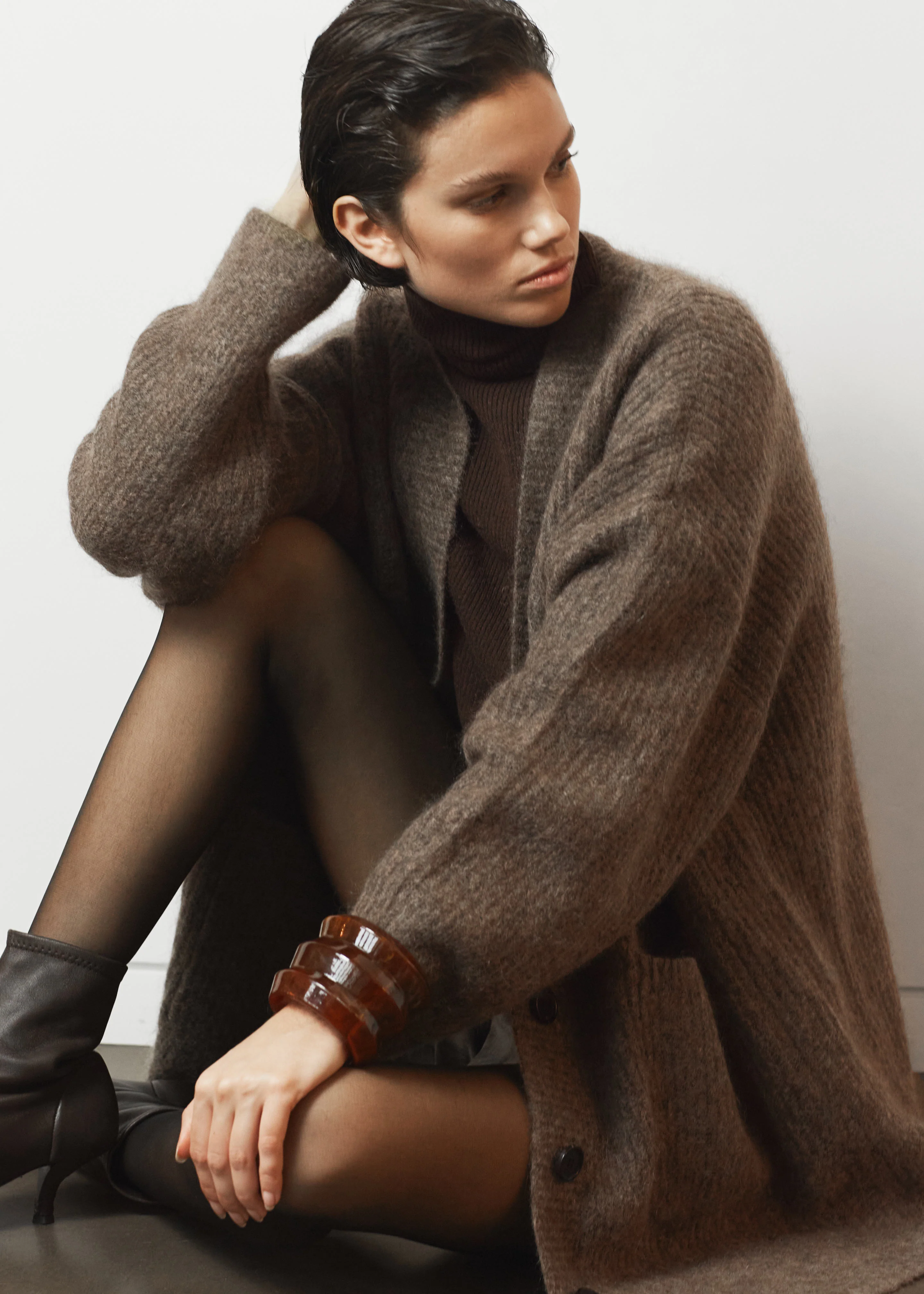 Ruhr Oversized Mohair Cardigan - Brown - Image 7