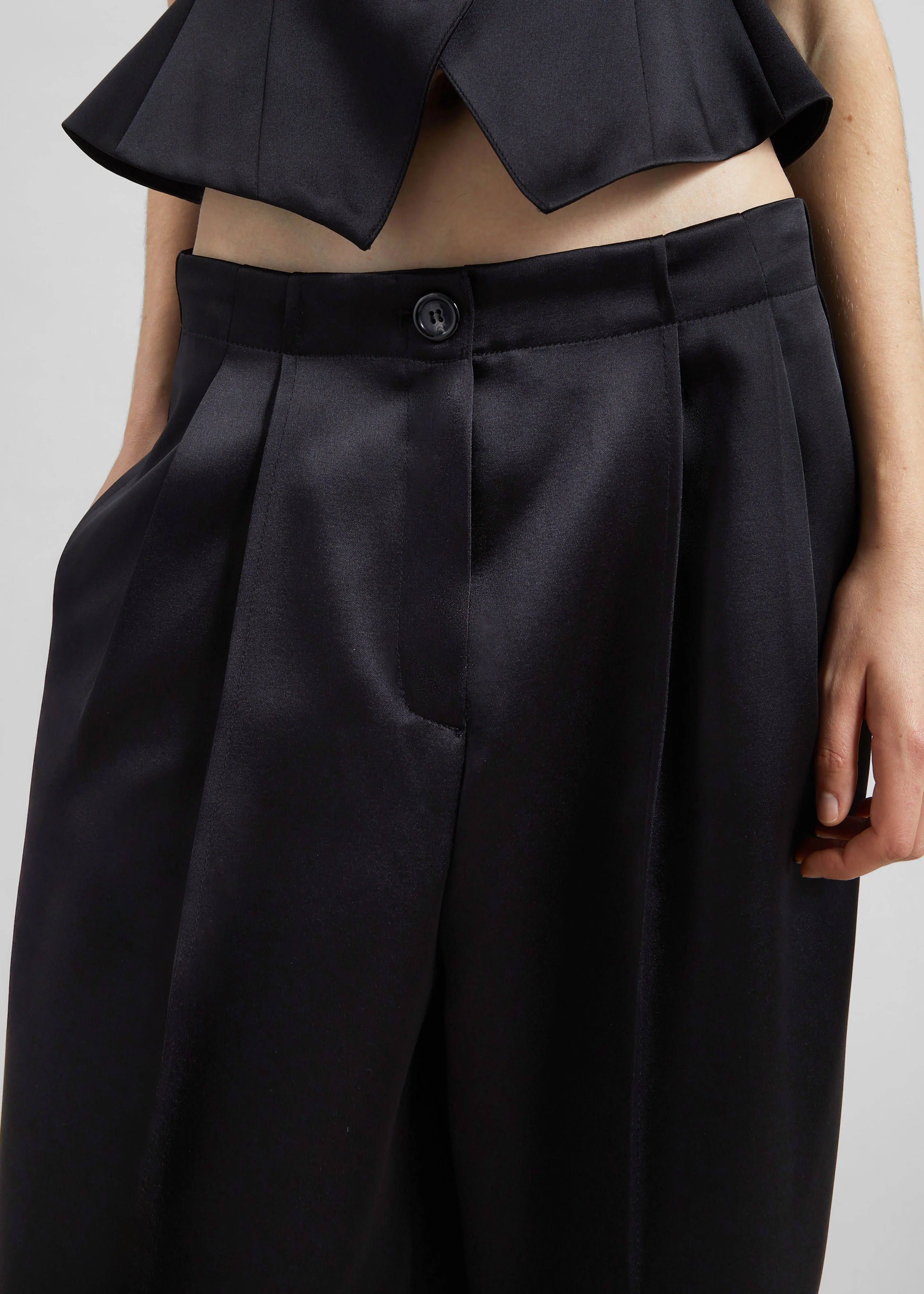 Rui Satin Trousers - Black - Image 3