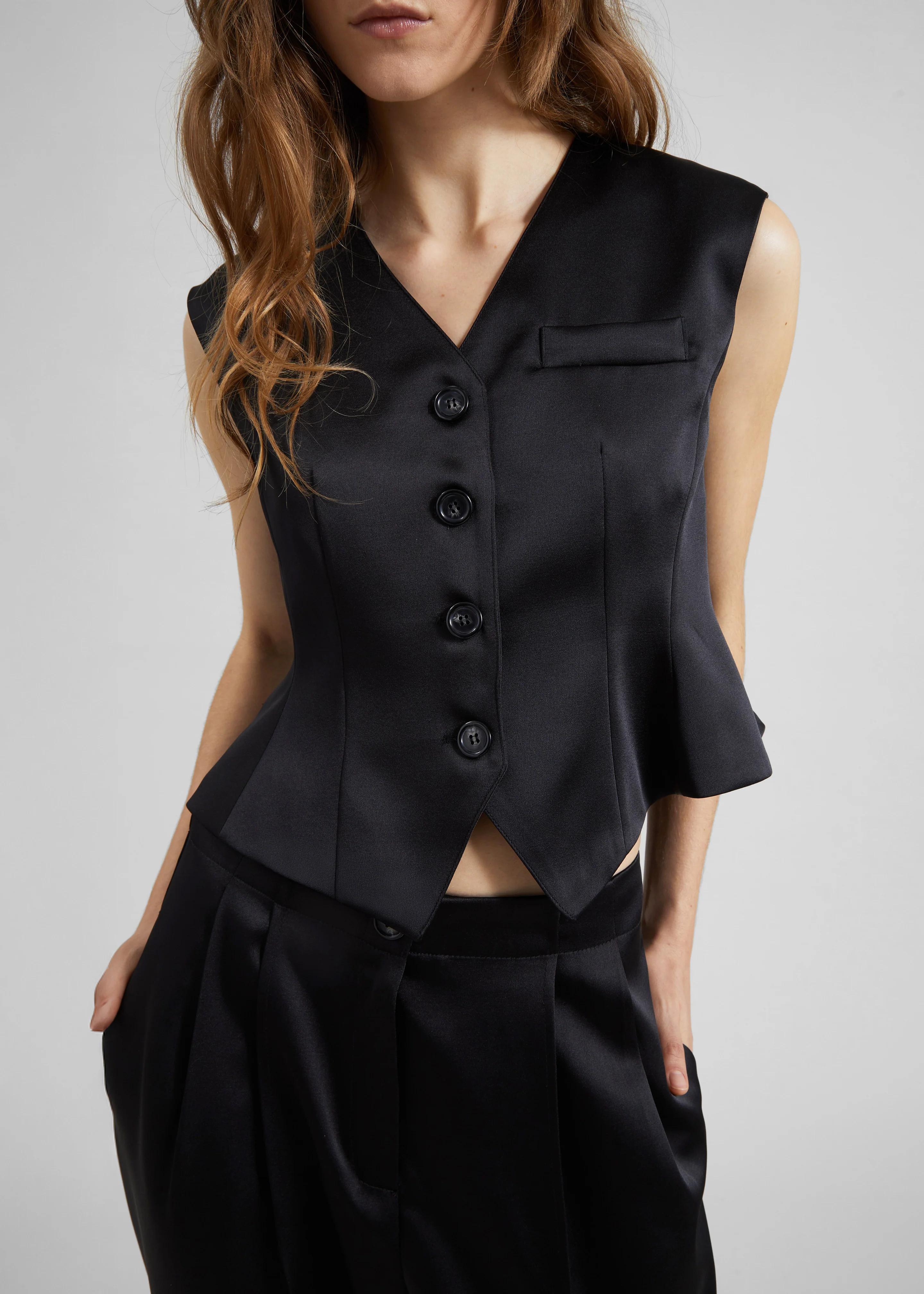 Rui Satin Vest - Black - Image 2