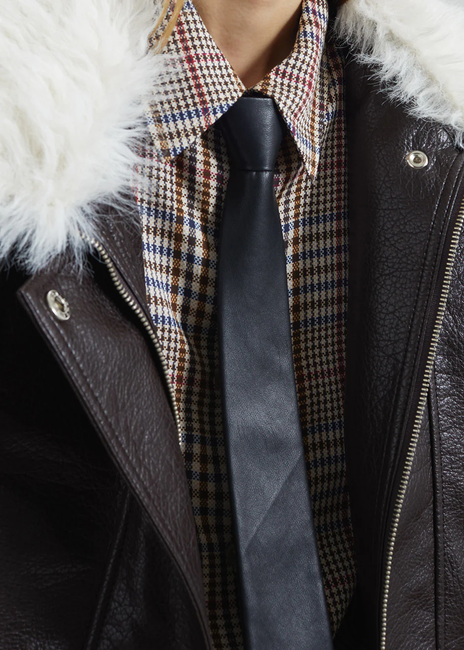 Rune Faux Leather Tie - Black - Image 3