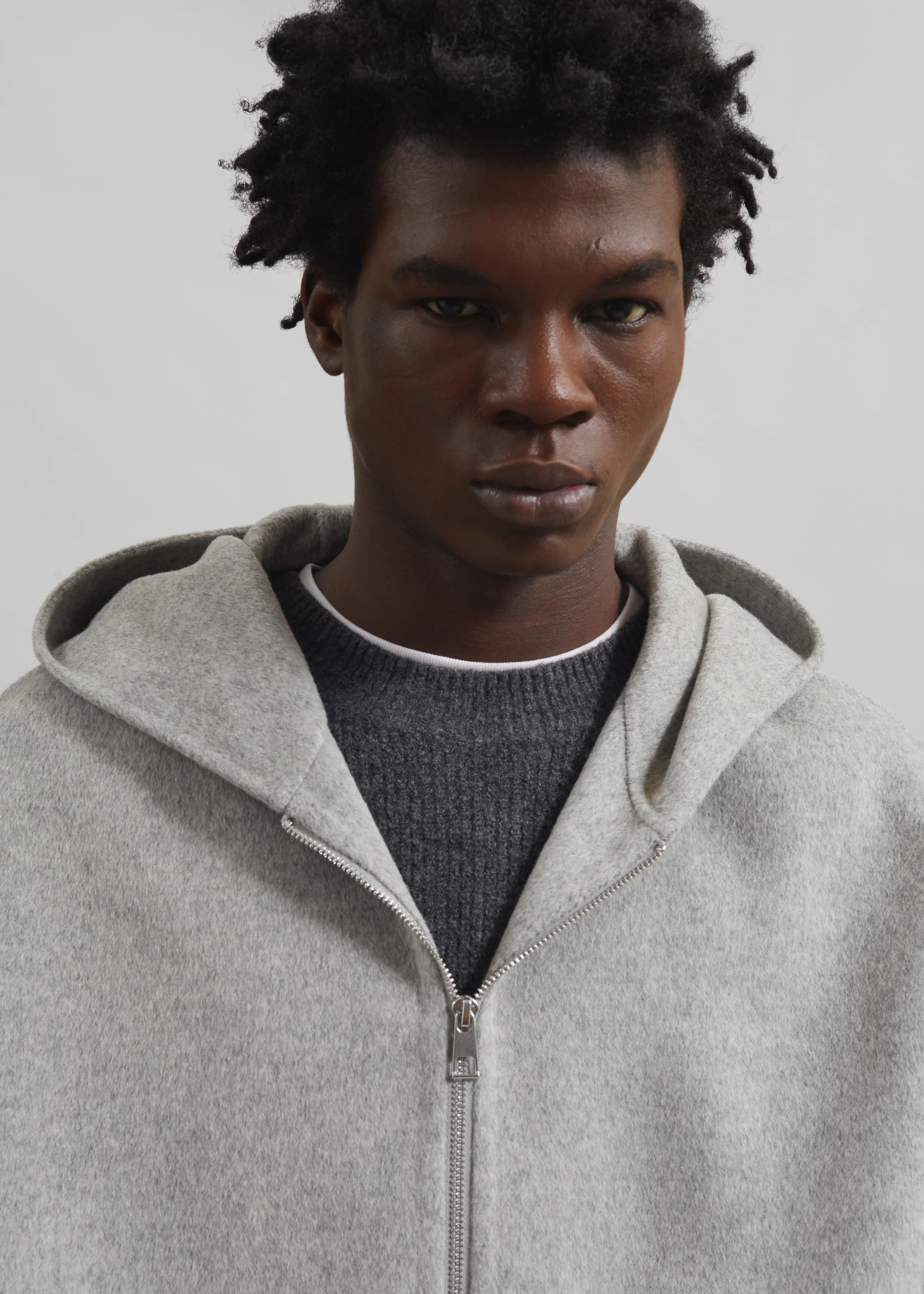 Rye Hooded Wool Jacket - Grey Melange - Image 4