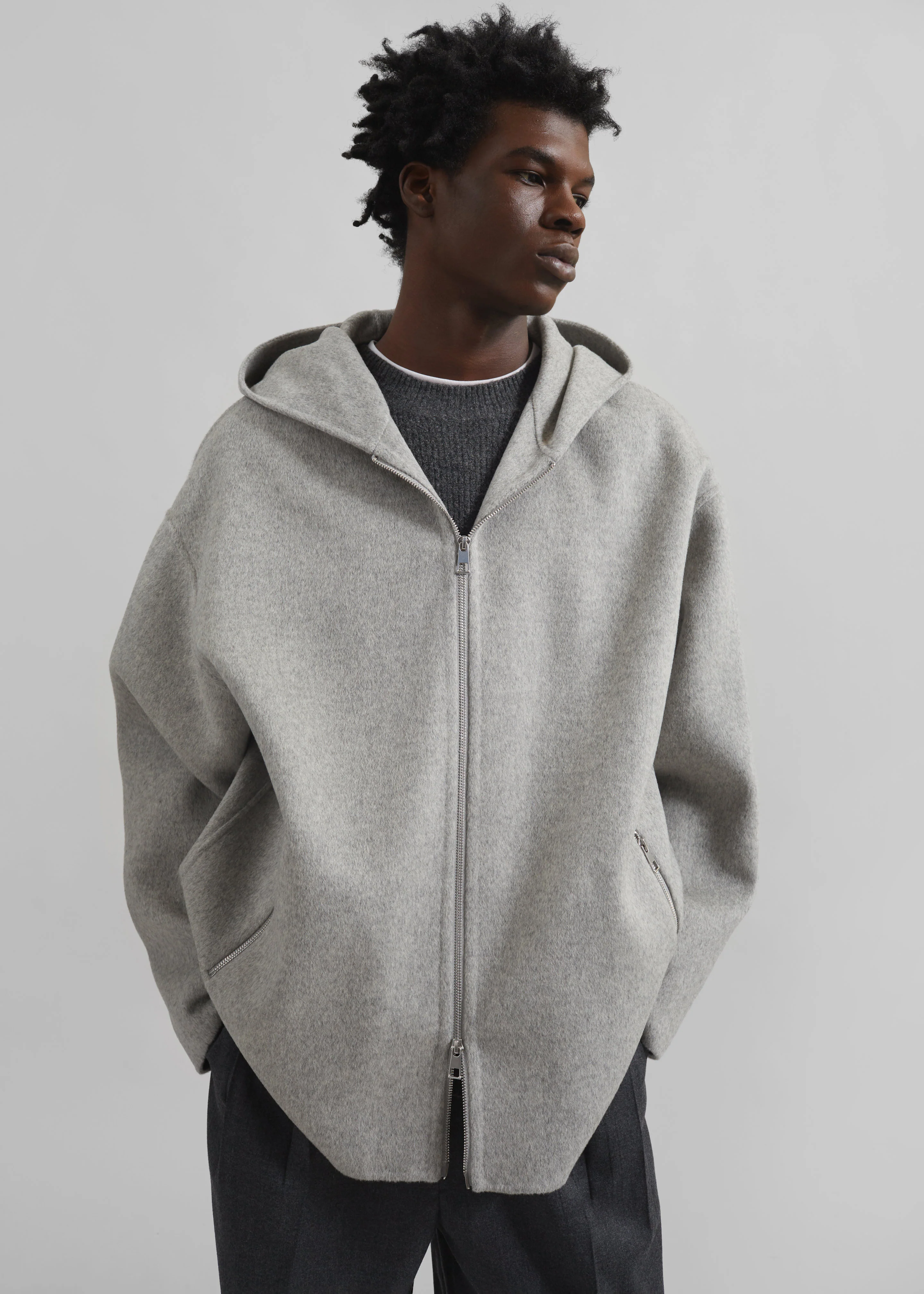 Rye Hooded Wool Jacket - Grey Melange - Image 5