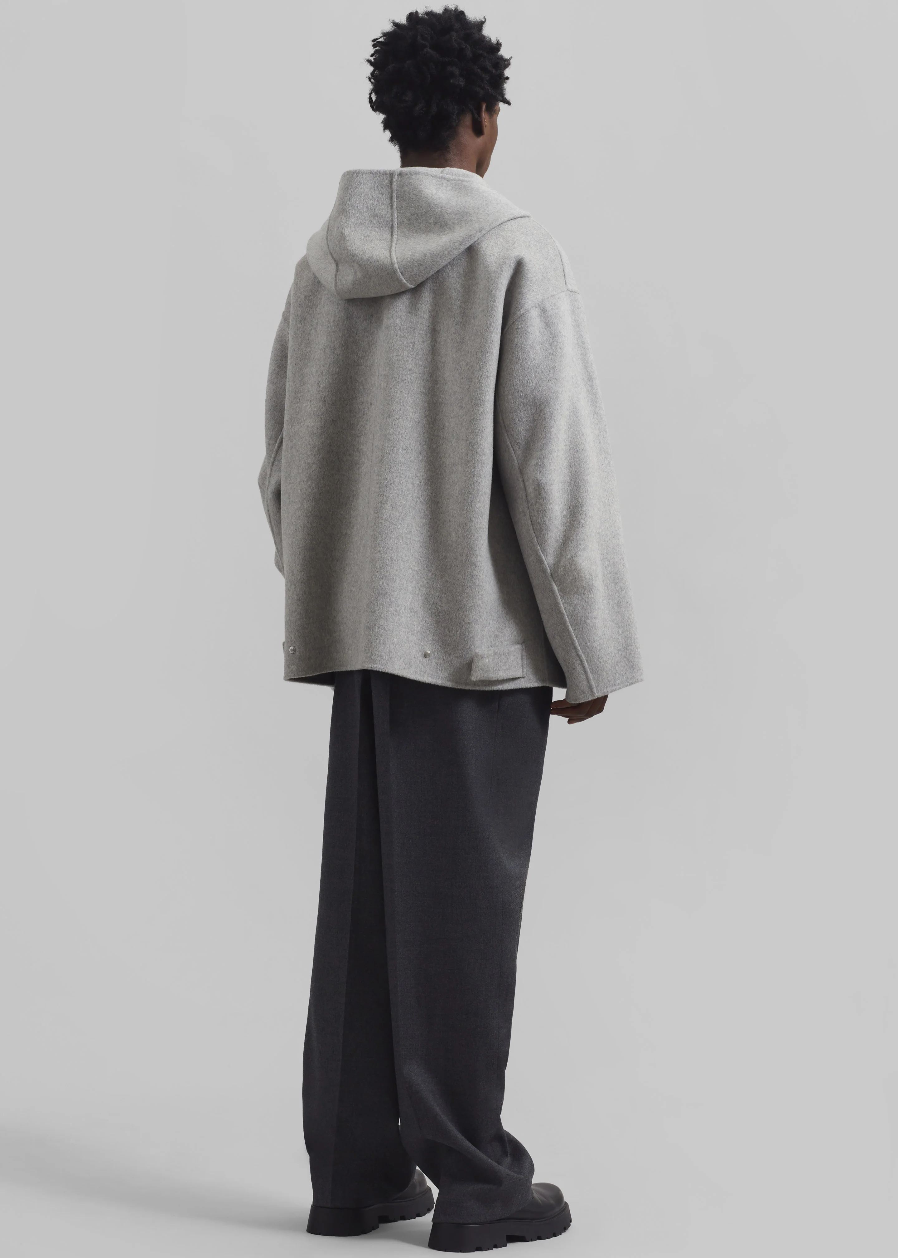 Rye Hooded Wool Jacket - Grey Melange - Image 6