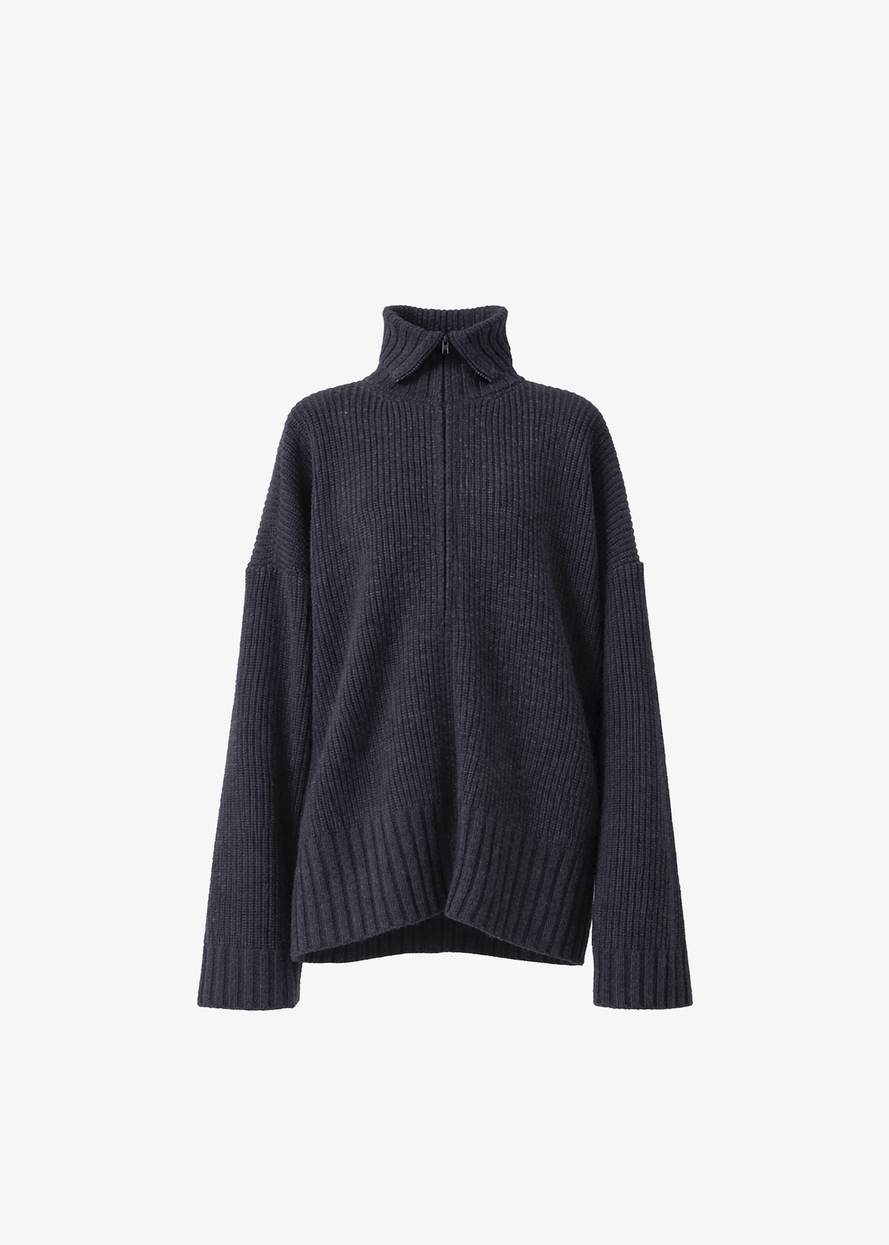 Saclay Oversized Zip-Up Cardigan - Charcoal - Image 9