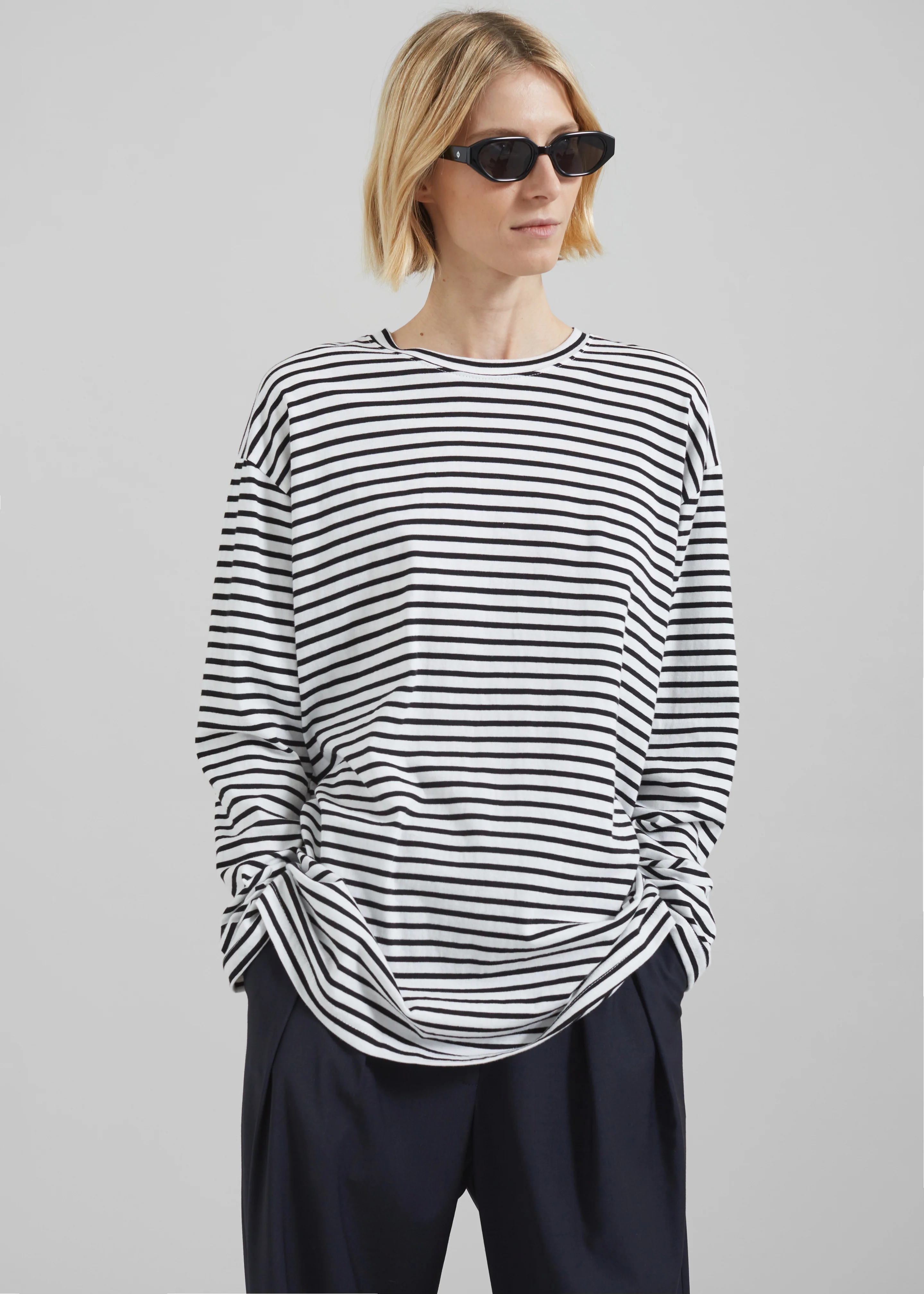 Salome Long Sleeve Tee - White/Black Stripe - Image 5