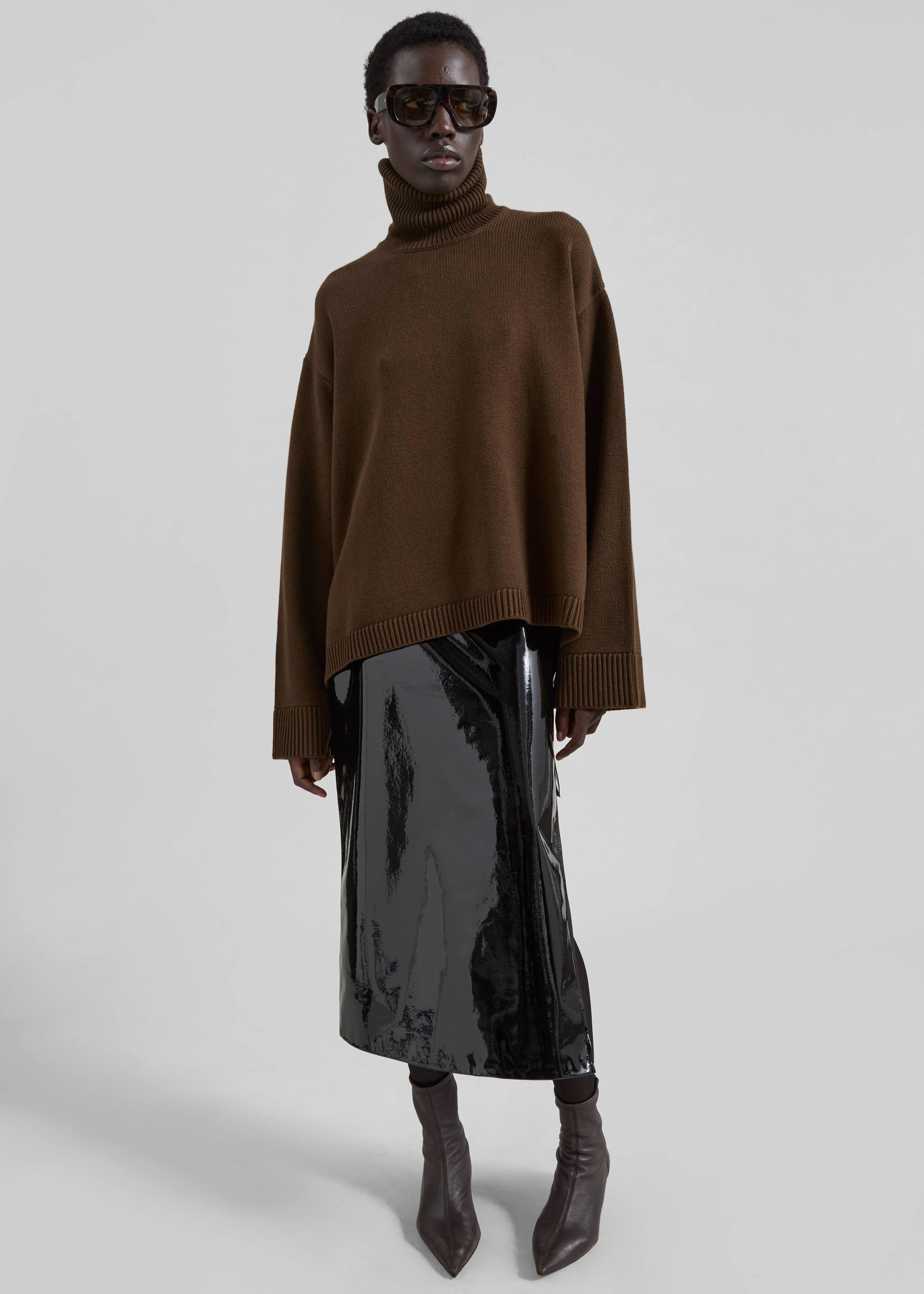 Samantha Patent Zip Skirt - Black - Image 2