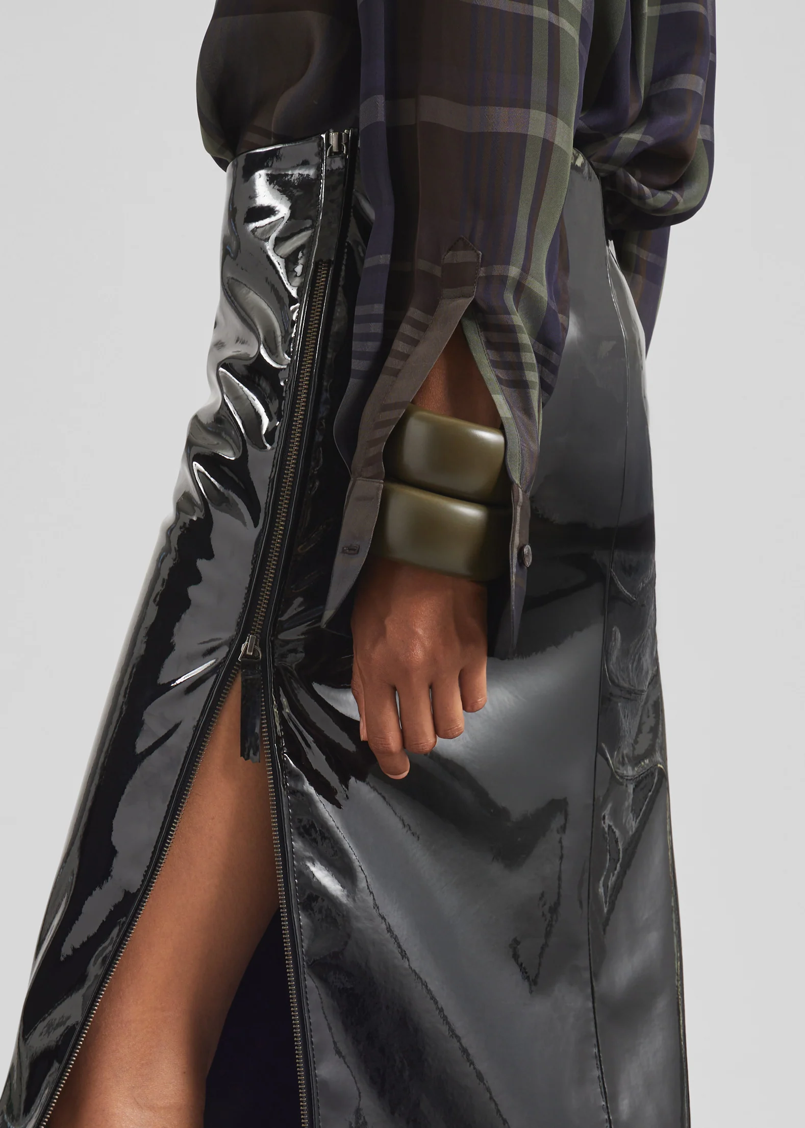 Samantha Patent Zip Skirt - Black - Image 4