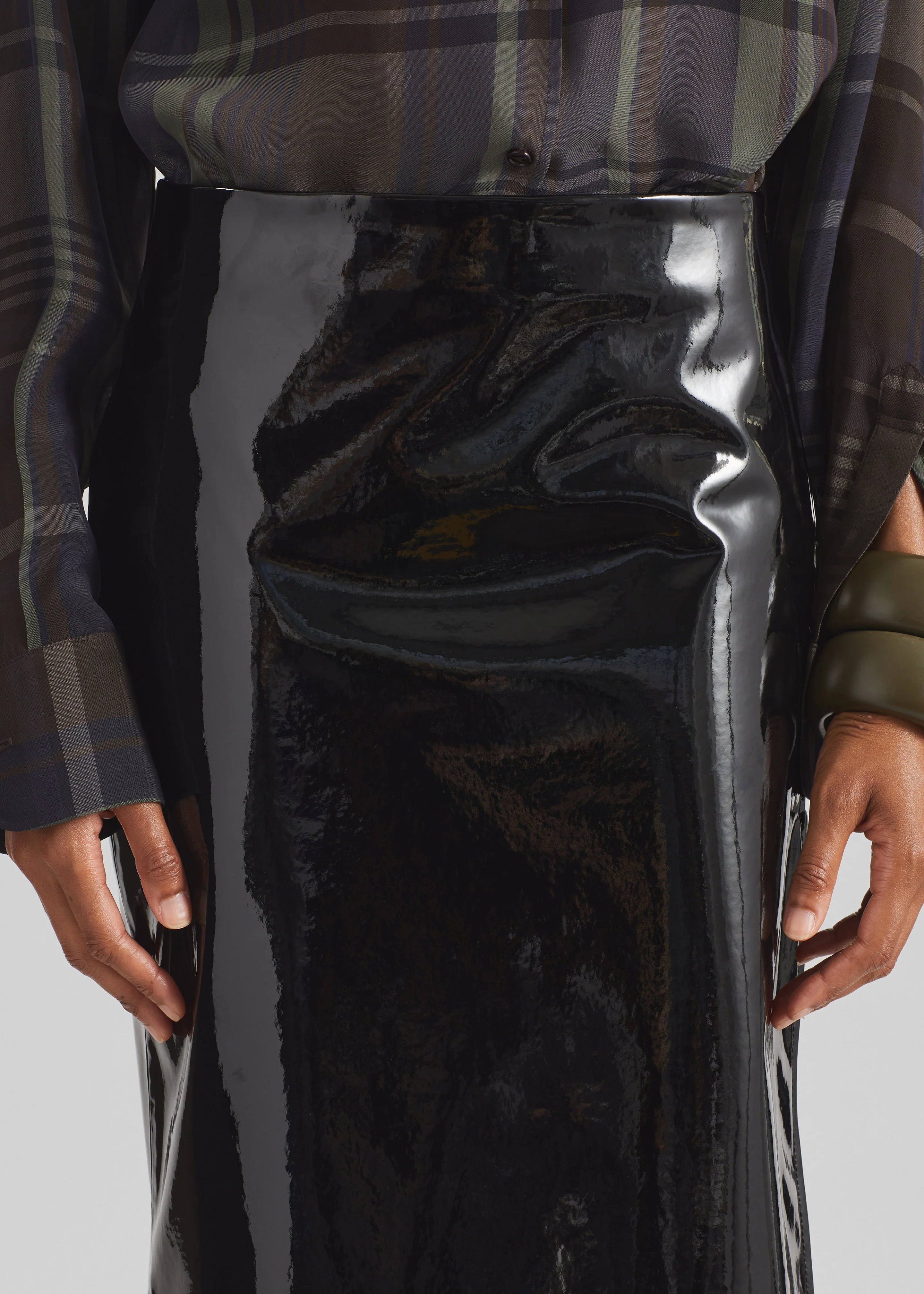 Samantha Patent Zip Skirt - Black - Image 7