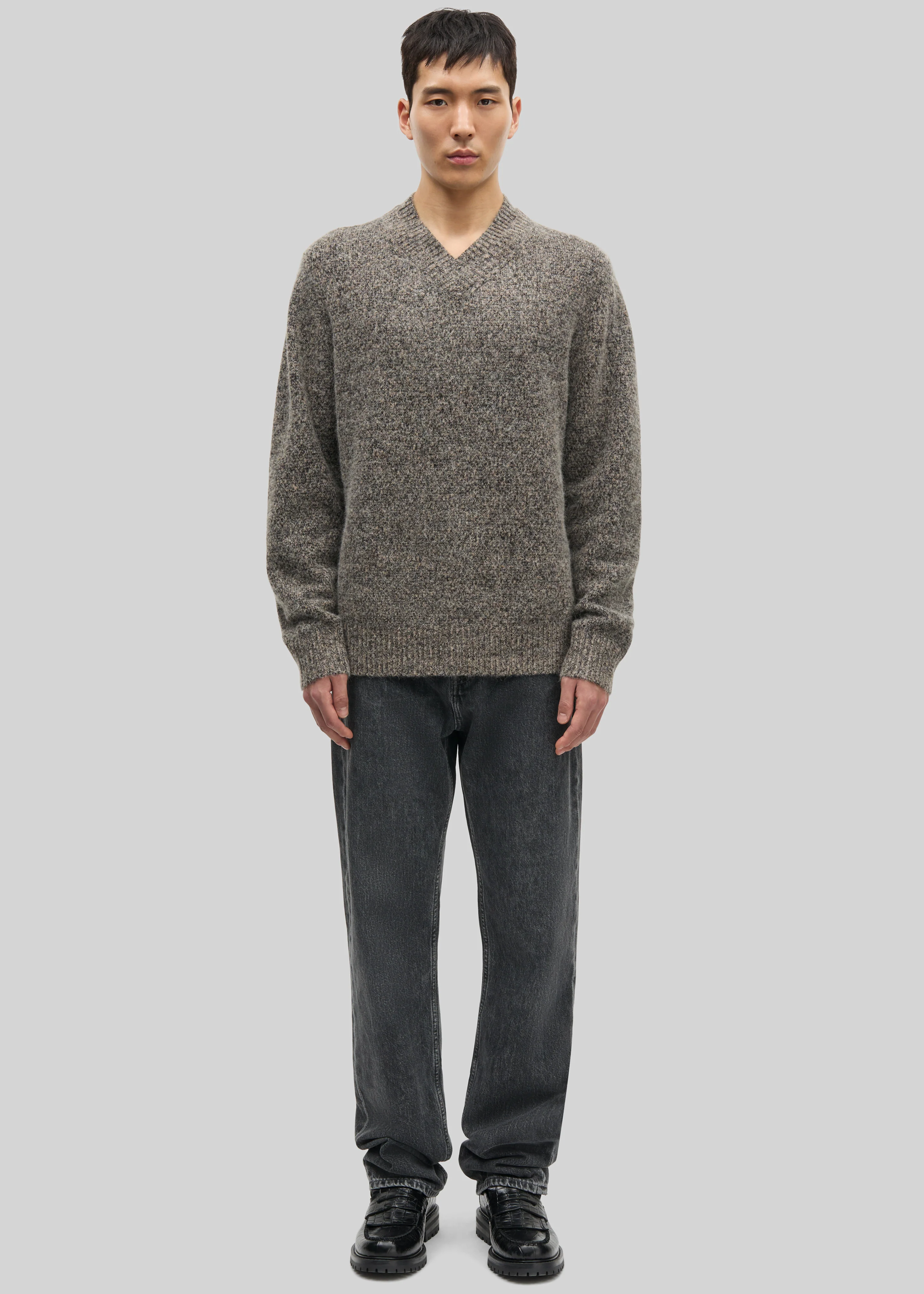 Samsøe Samsøe Safloyd V-Neck Sweater - Fossil Melange - Image 4