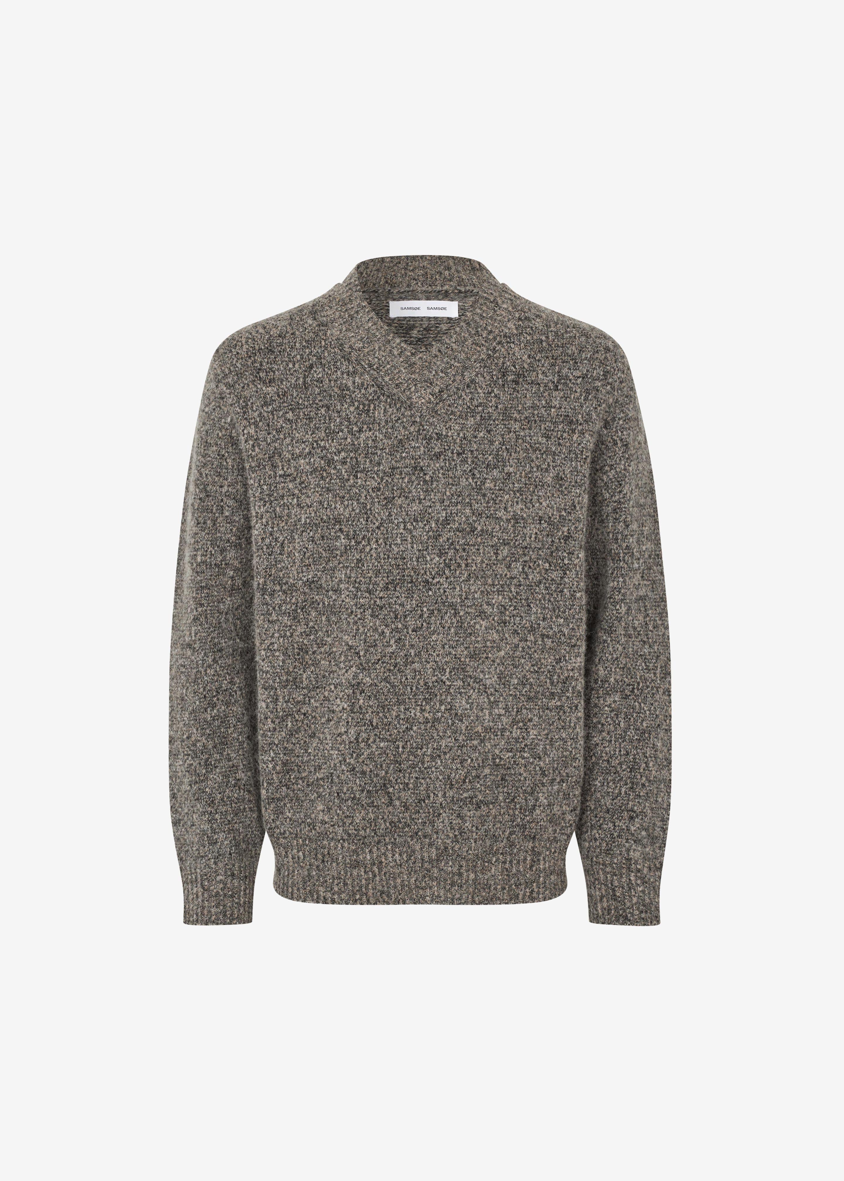 Samsøe Samsøe Safloyd V-Neck Sweater - Fossil Melange - Image 7