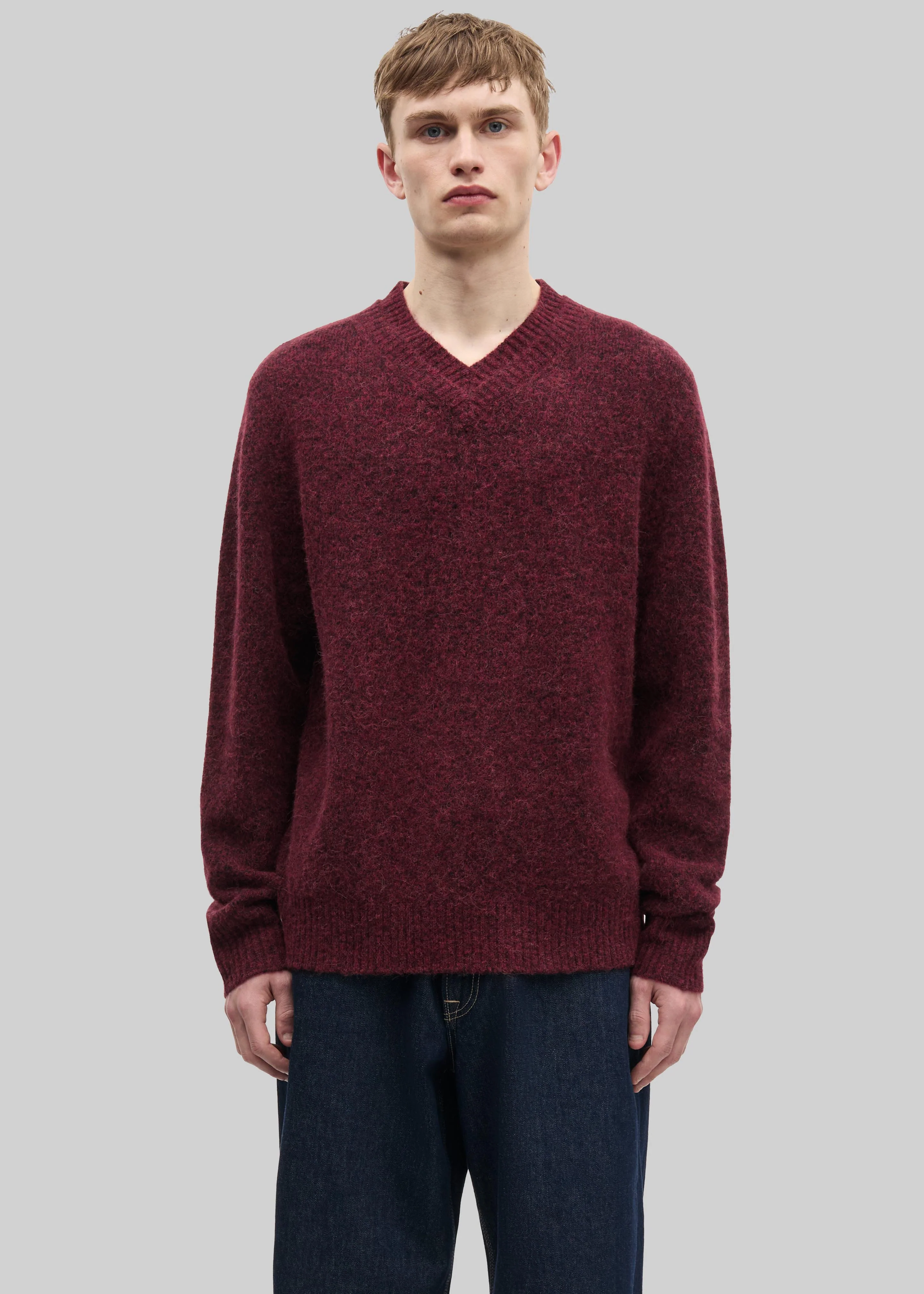 Samsøe Samsøe Safloyd V-Neck Sweater - Rum Raisin Melange - Image 4