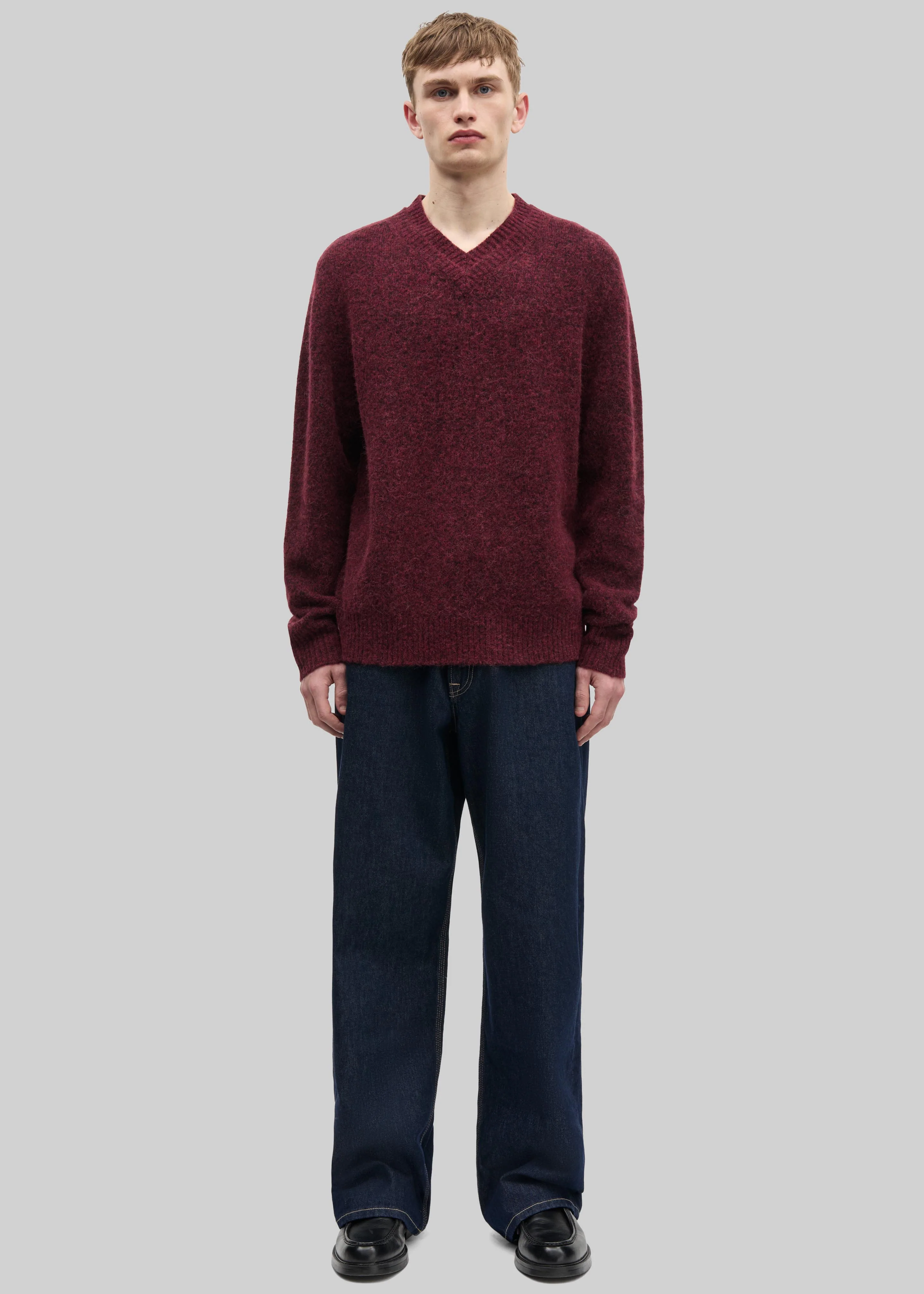 Samsøe Samsøe Safloyd V-Neck Sweater - Rum Raisin Melange - Image 5