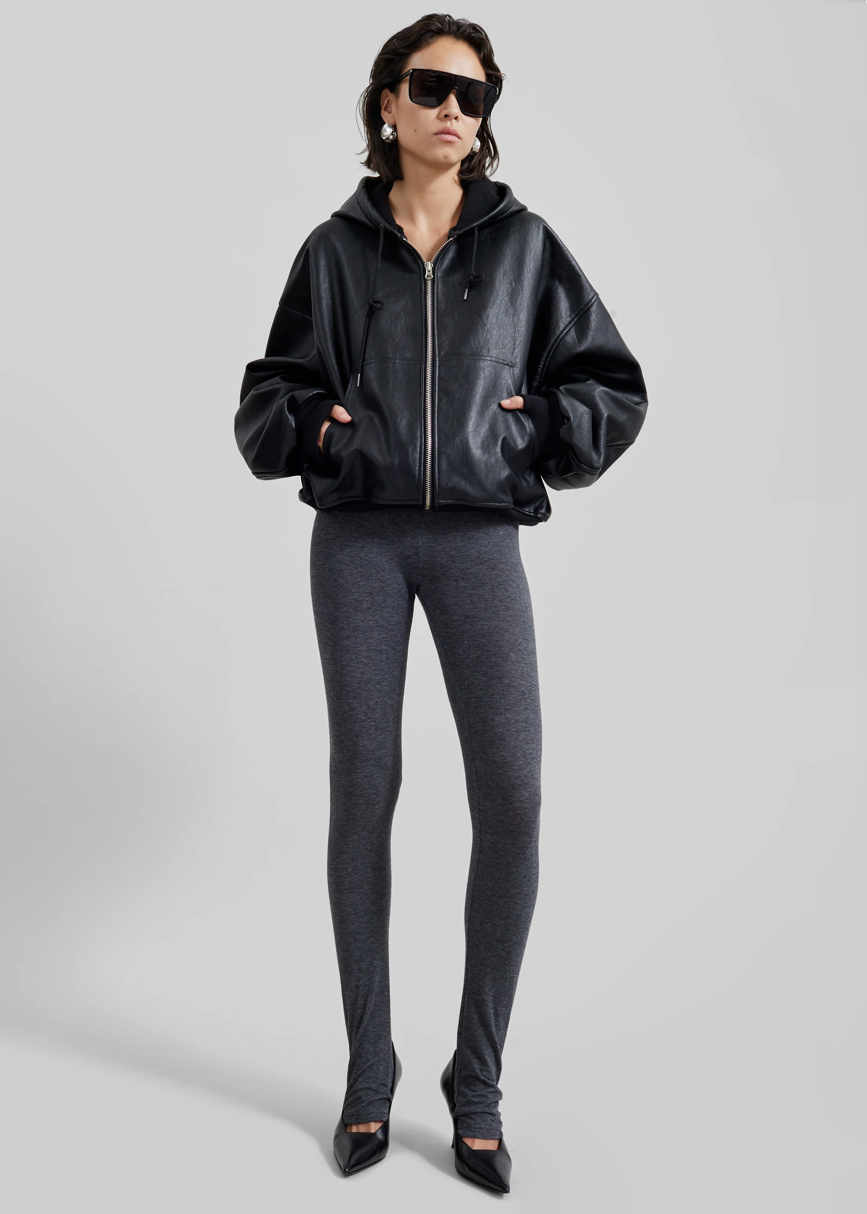 Santiago Faux Leather Jacket - Black - Image 4