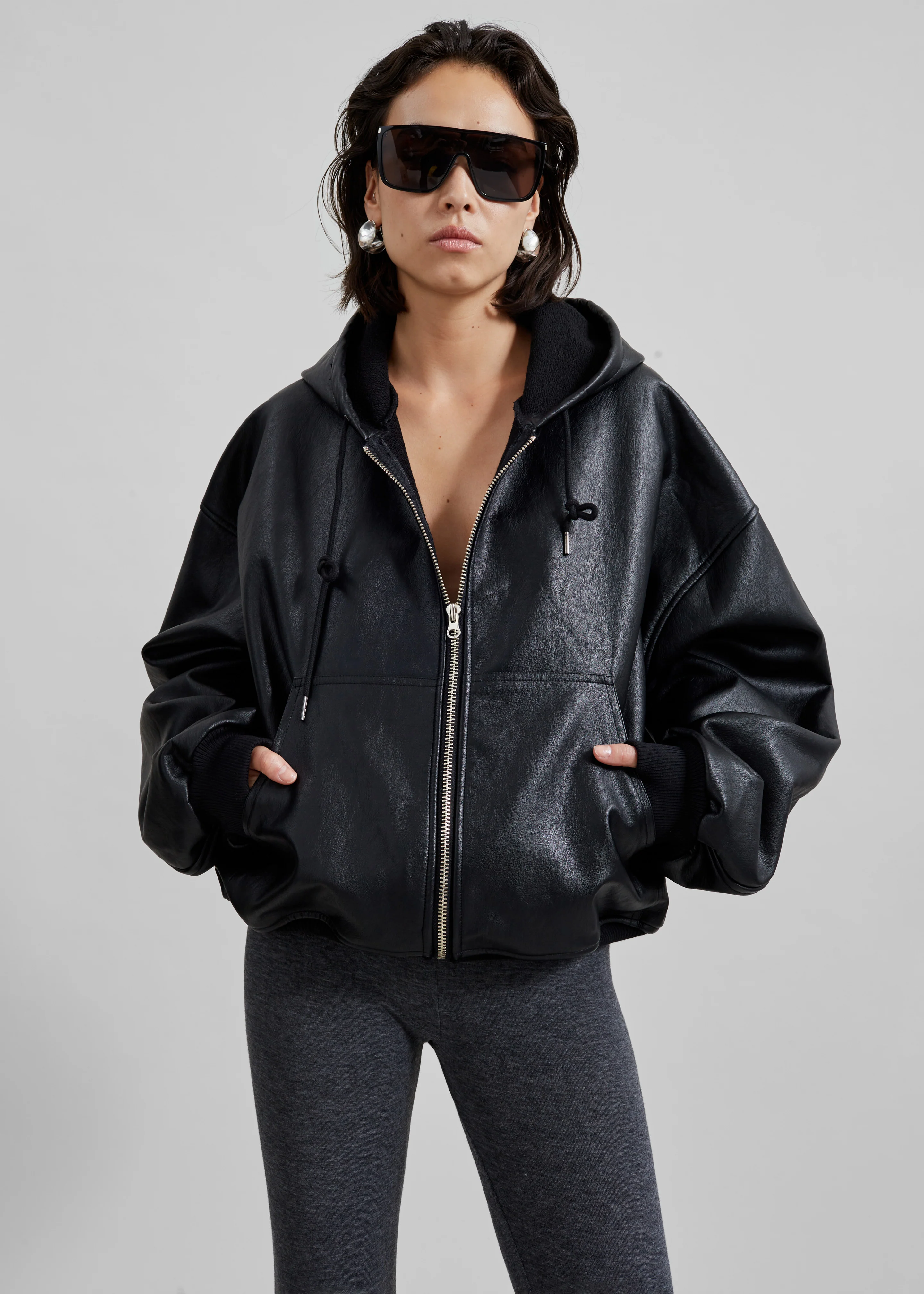 Santiago Faux Leather Jacket - Black - Image 7