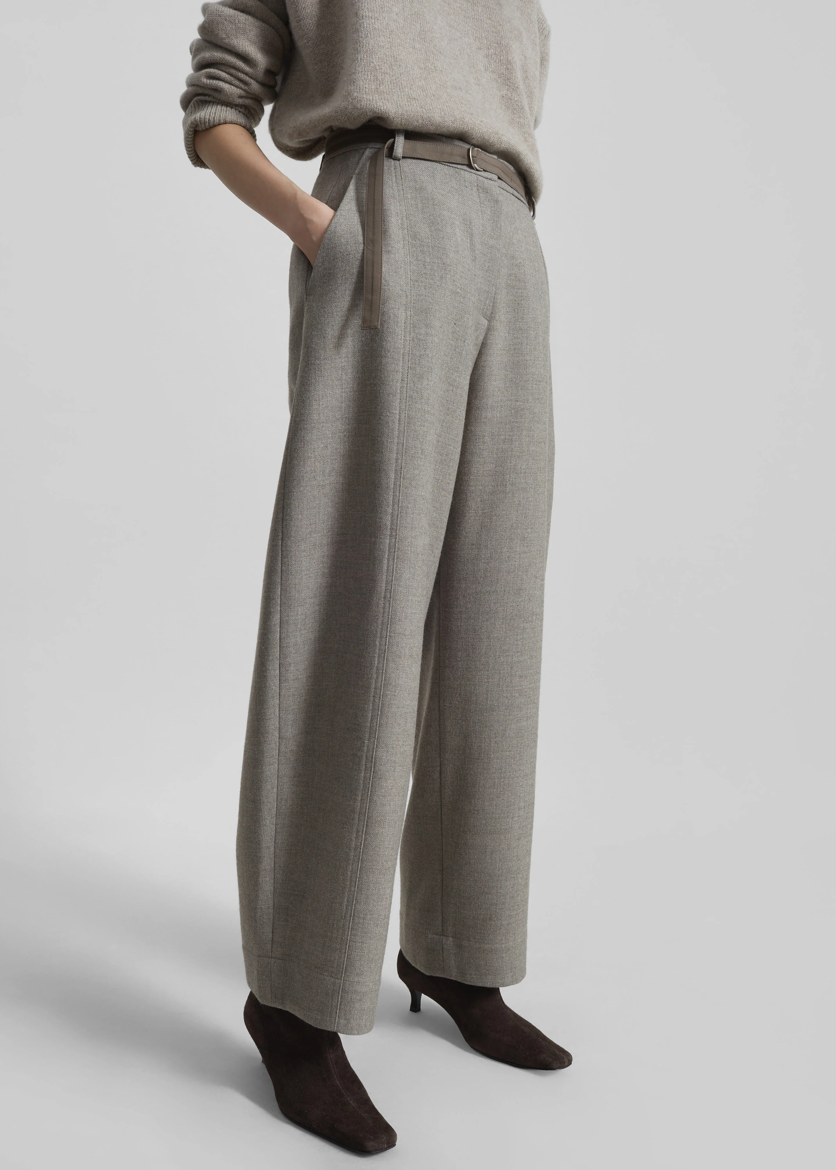 Sanve Tapered Leg Pants - Beige Melange - Image 4