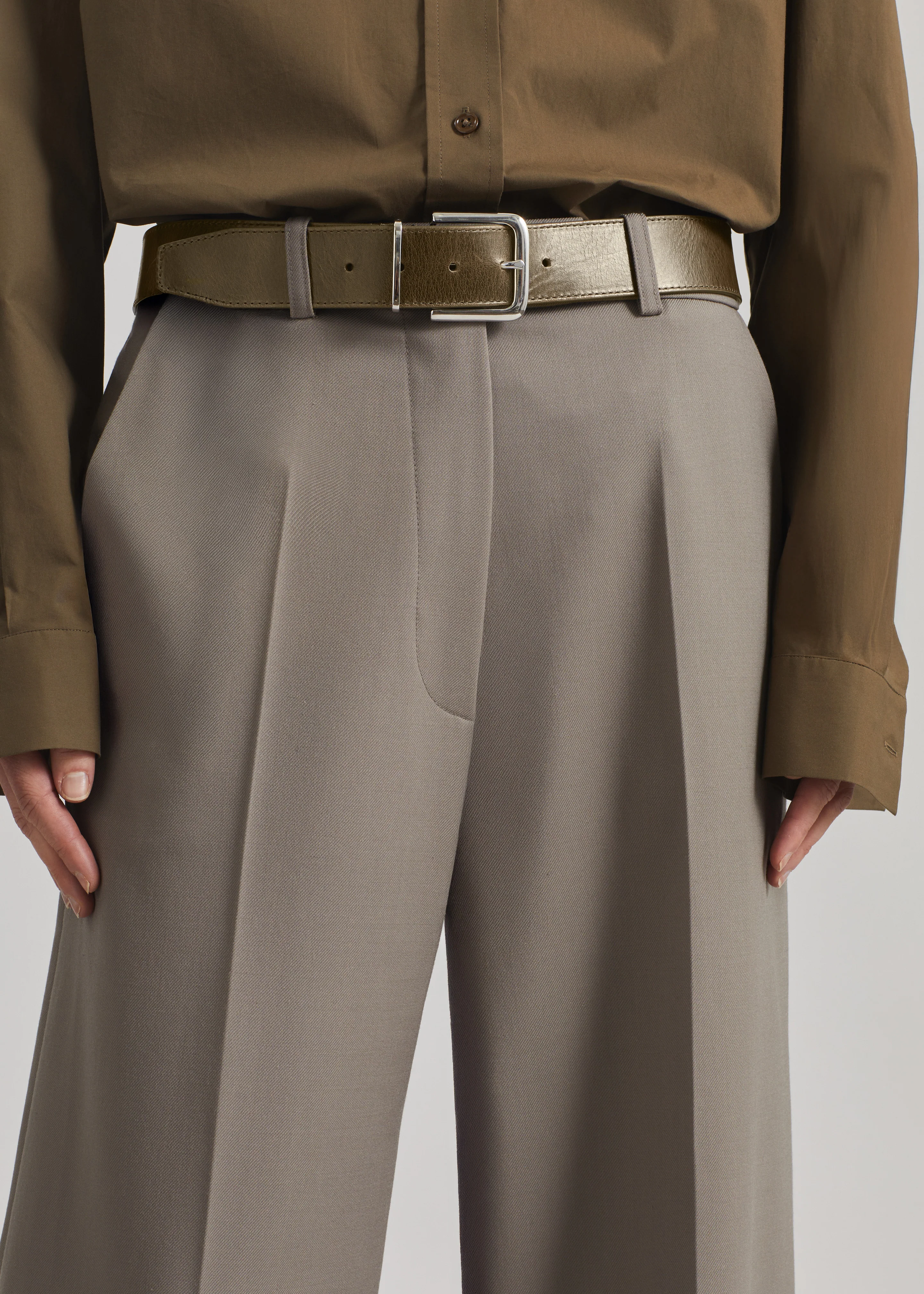 Sarno Leather Belt - Olive/Silver - Image 2