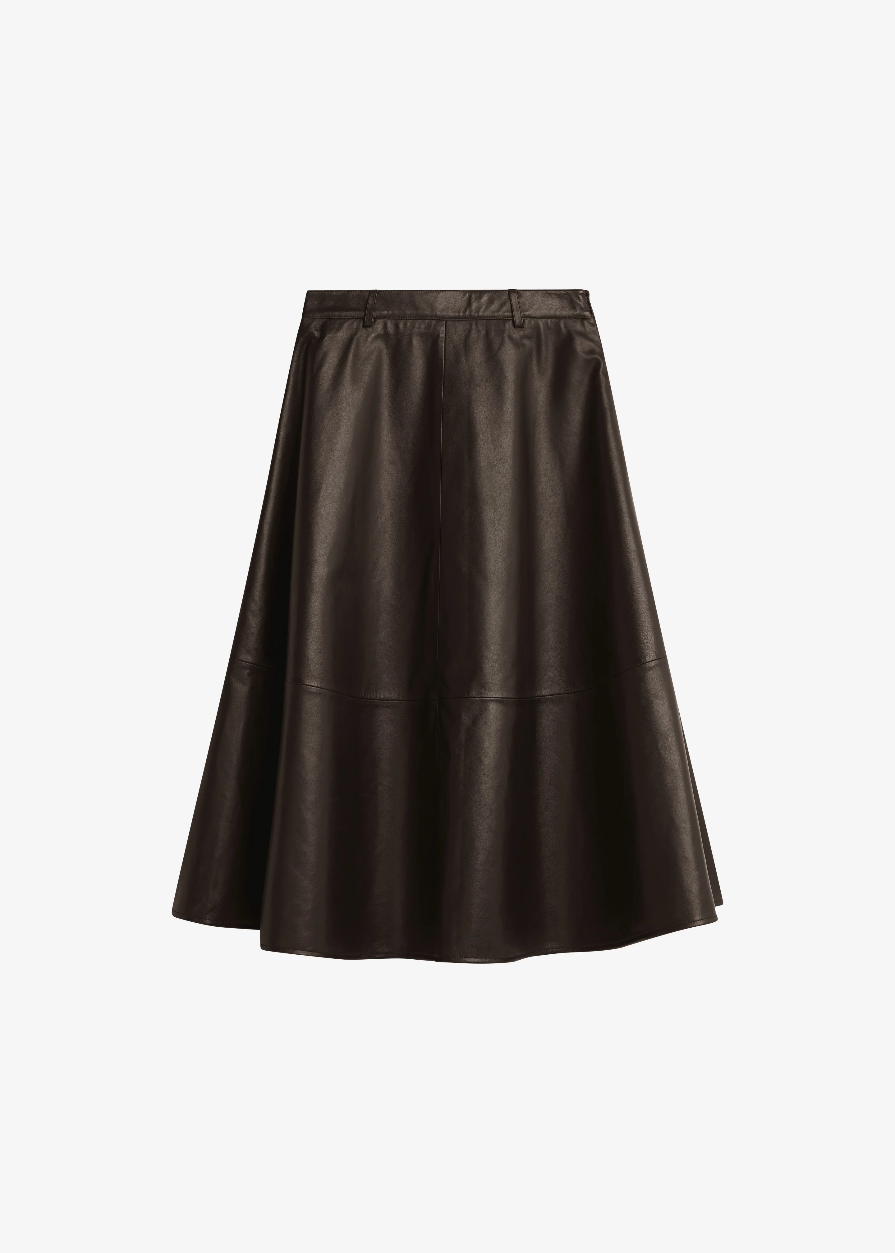 Savil Leather Midi Skirt - Dark Brown - Image 8