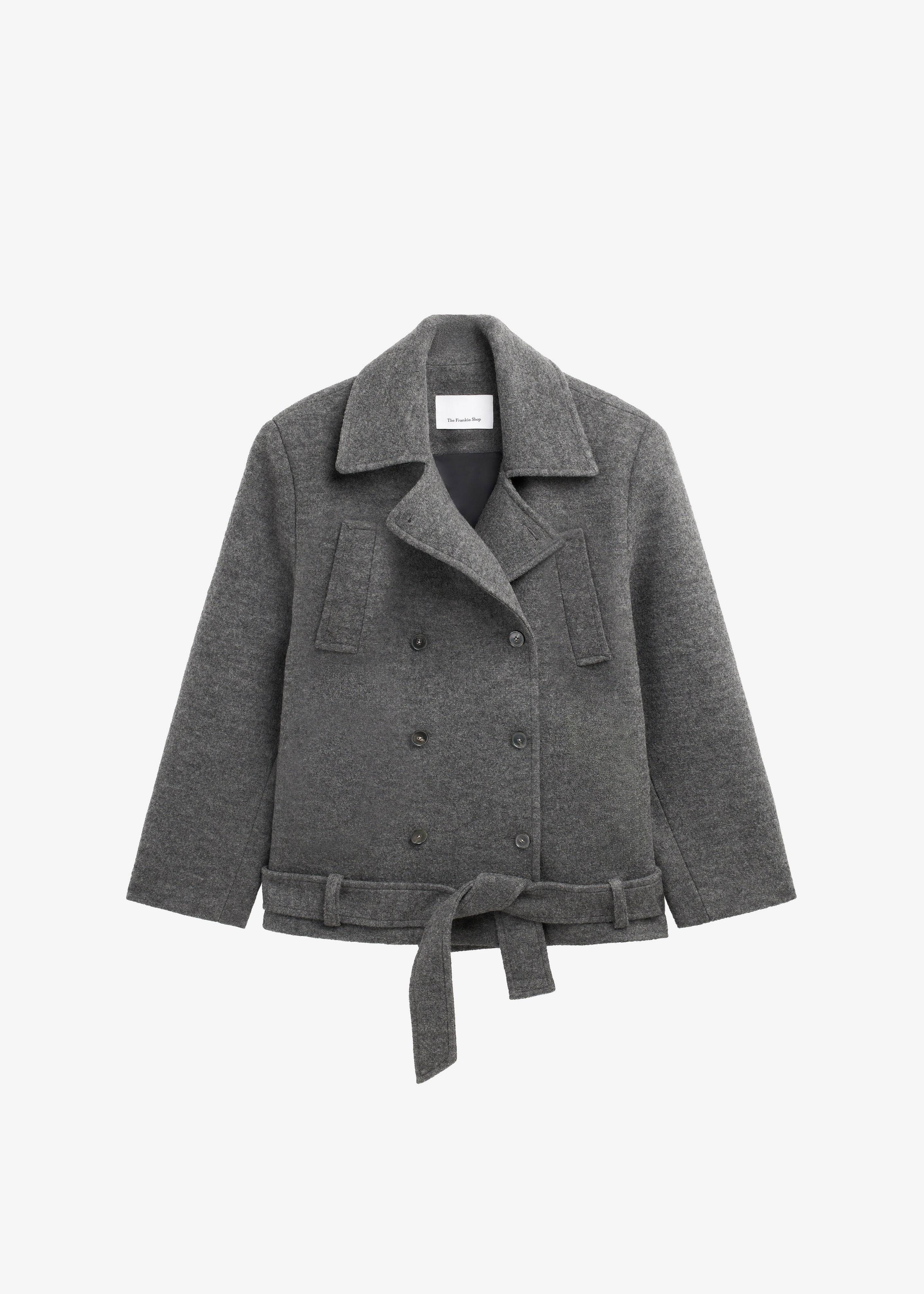 Scothern Brushed Wool Peacoat - Grey Melange - Image 11