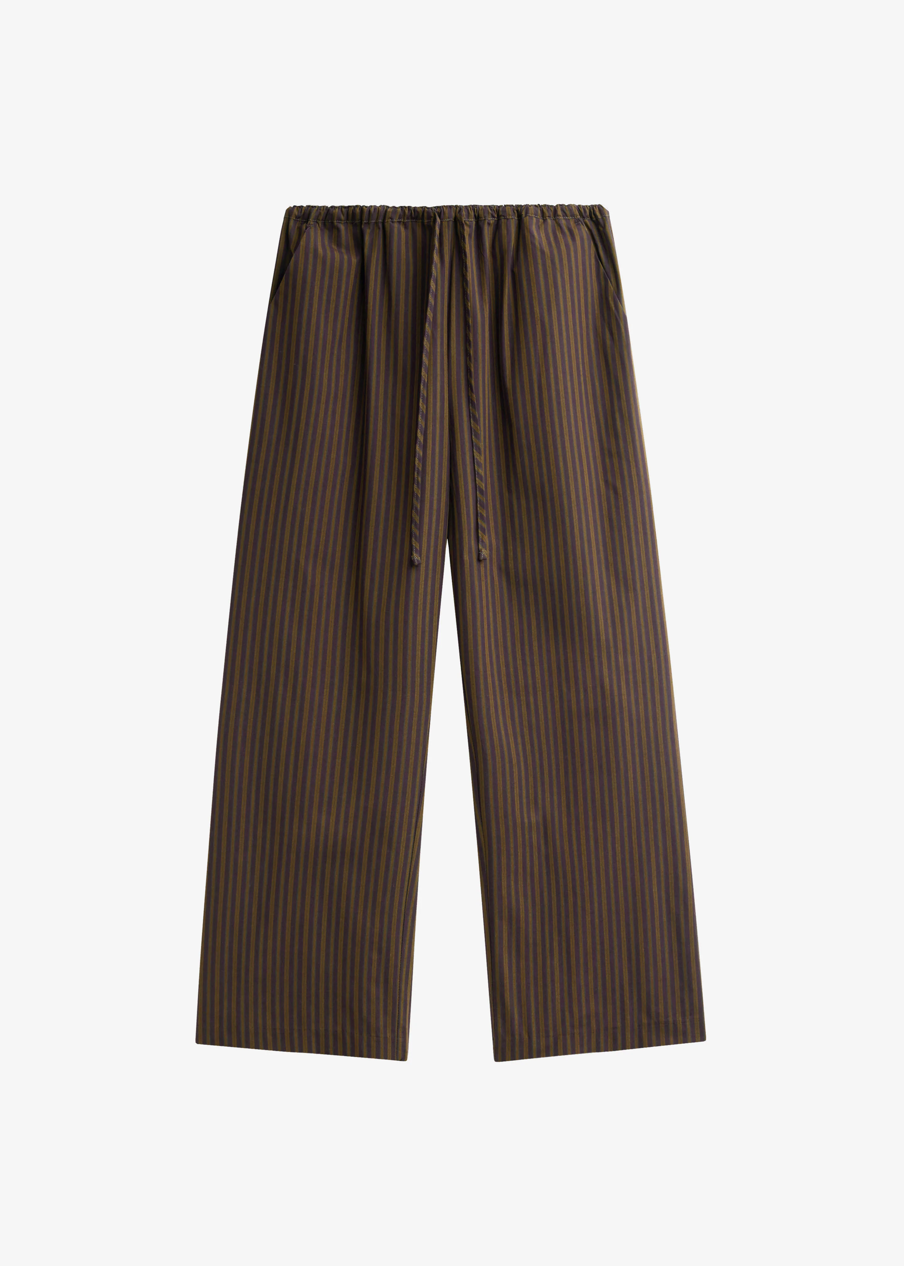Seia Cotton Drawstring Pants - Burgundy Stripe - Image 8