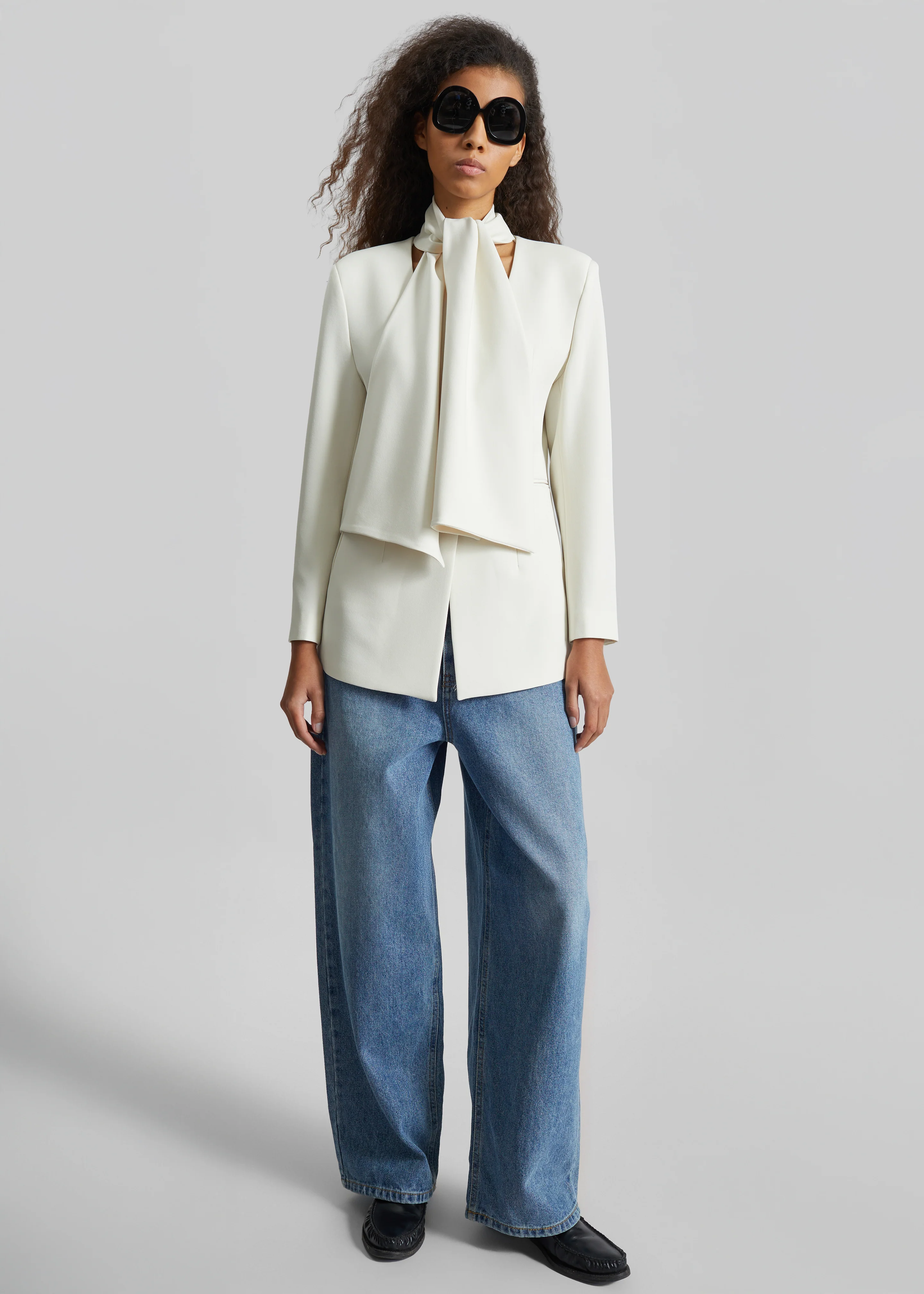 Seika Scarf Blazer - Ivory - Image 7