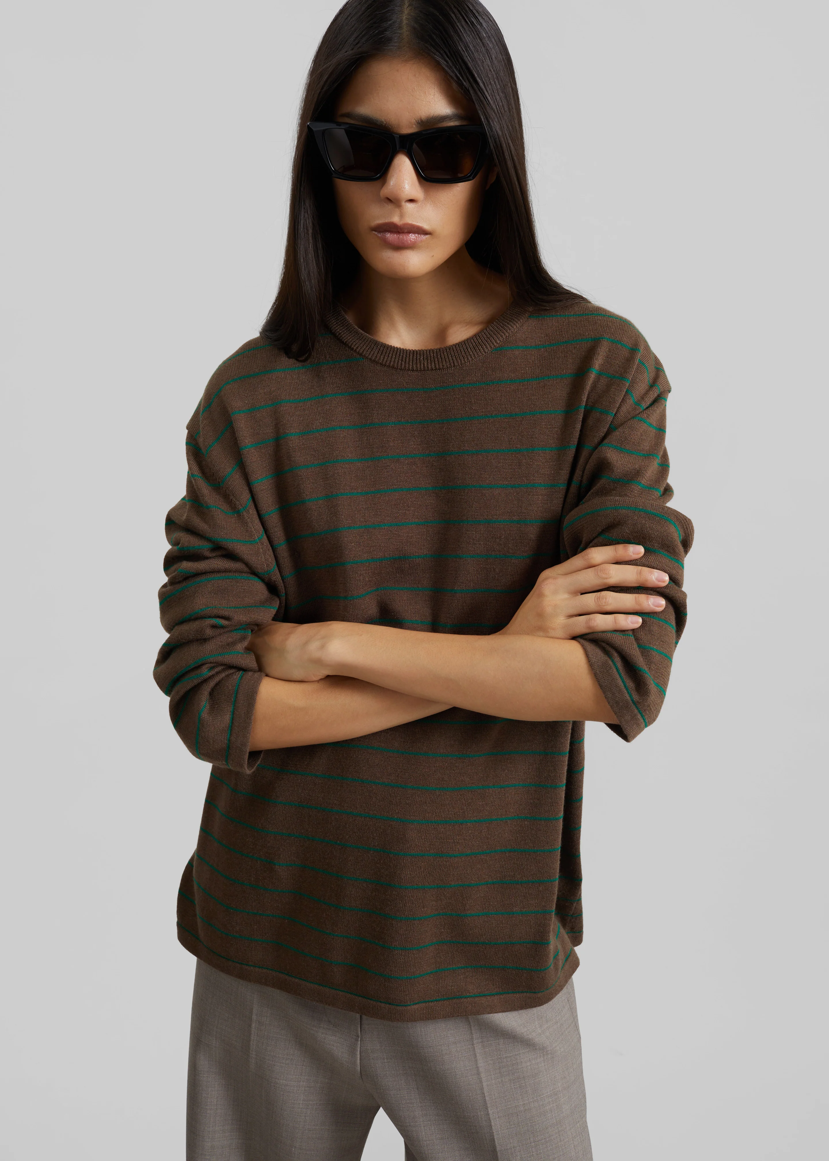 Sena Knit Pullover - Brown/Green Stripe - Image 4