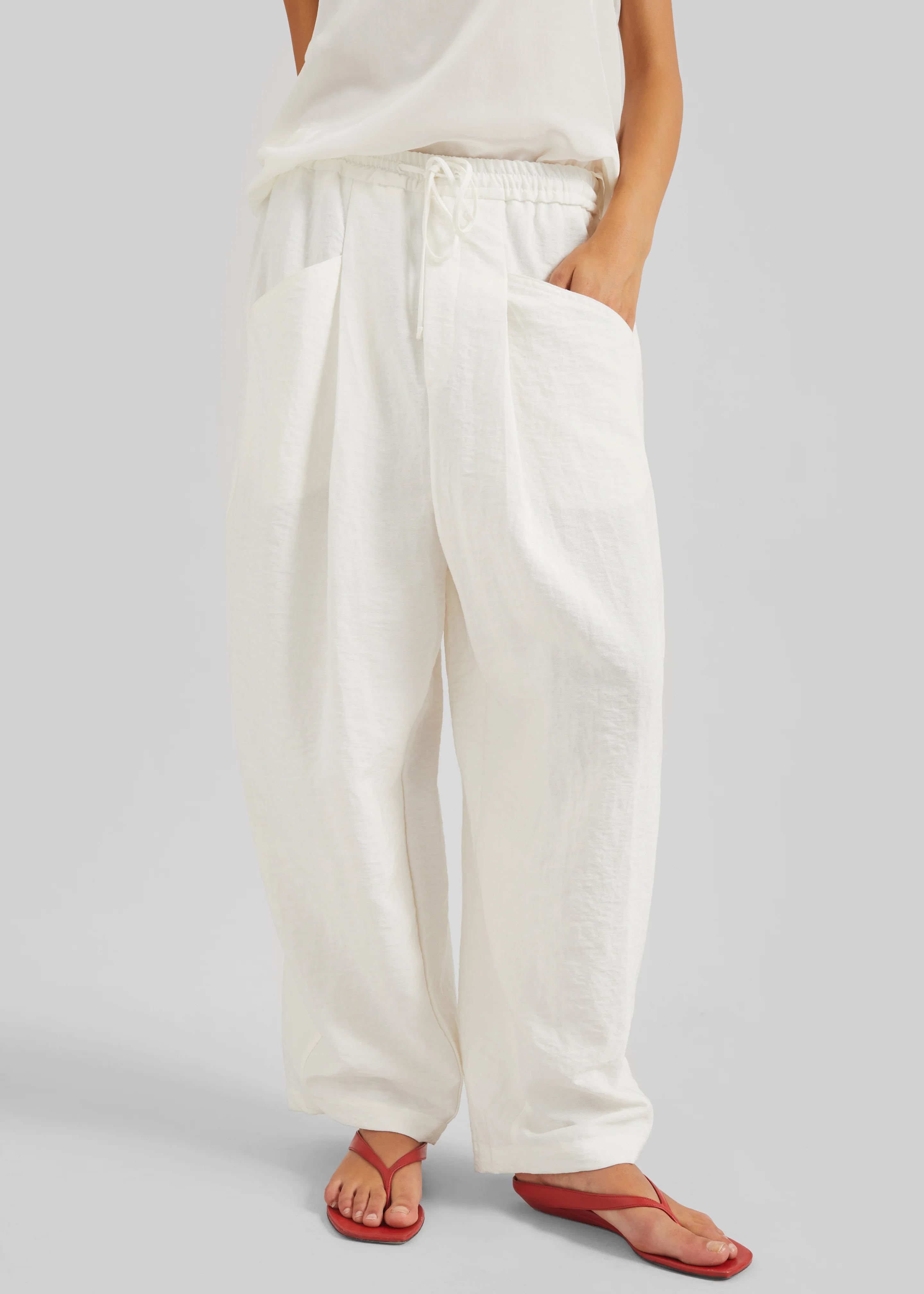 Senart Barrel Leg Pants - Ivory - Image 3