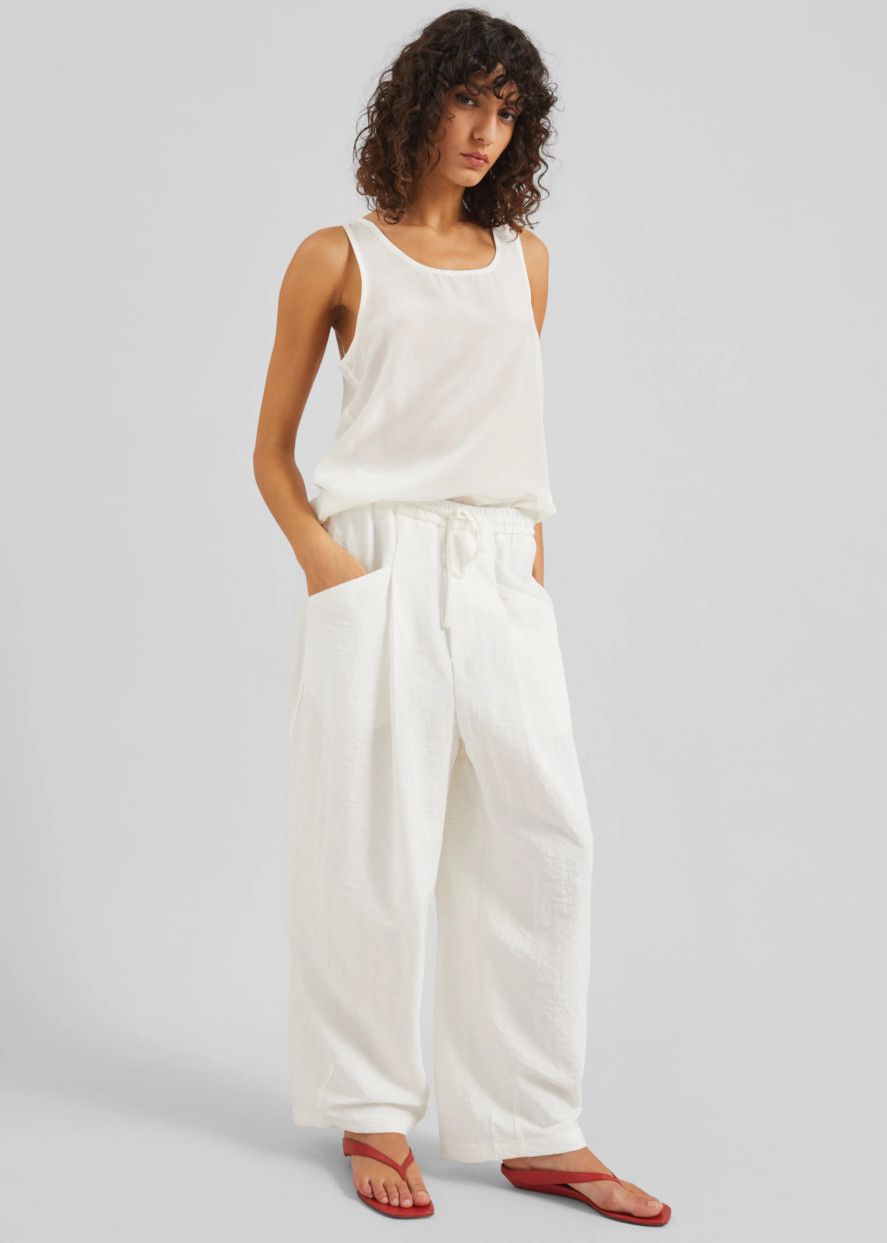 Senart Barrel Leg Pants - Ivory - Image 5