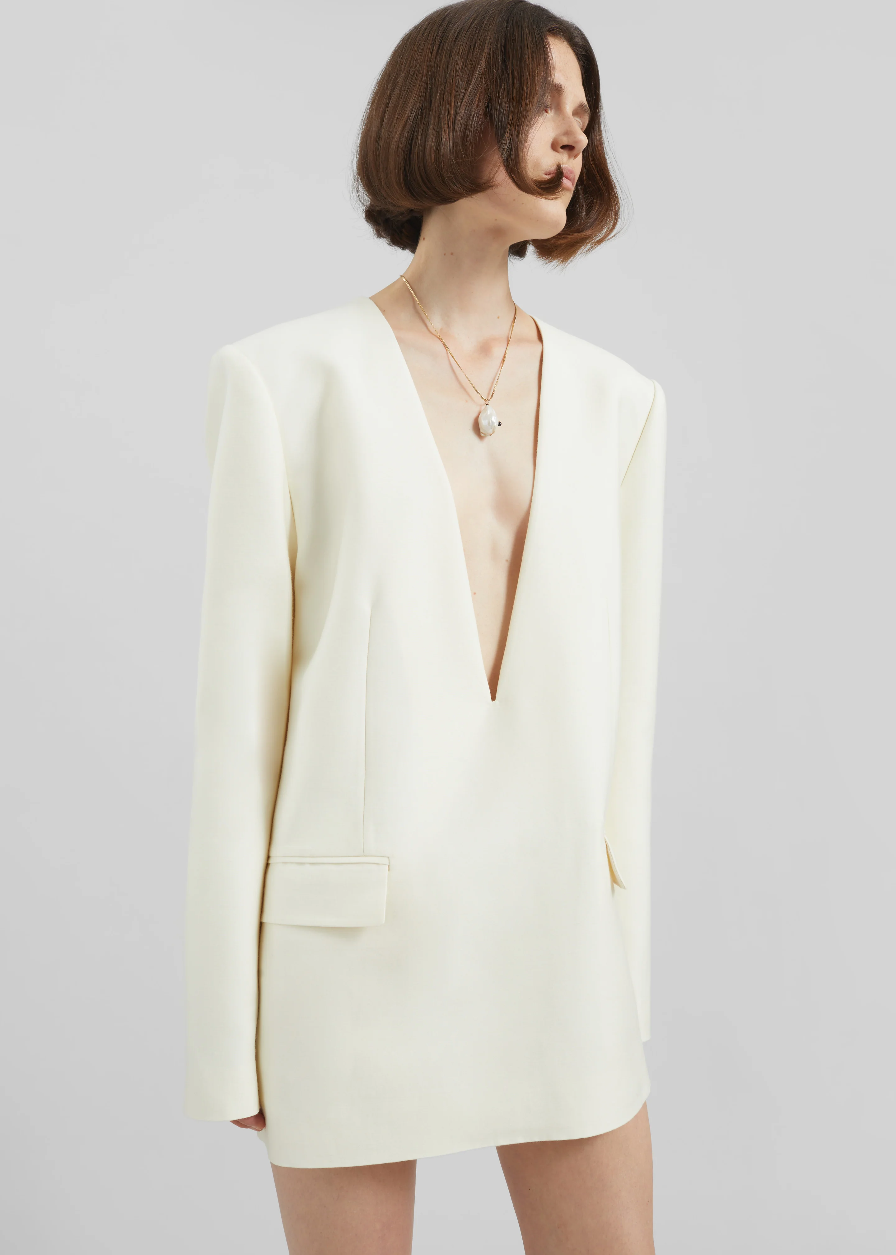 Serra Blazer Dress - Cream - Image 5