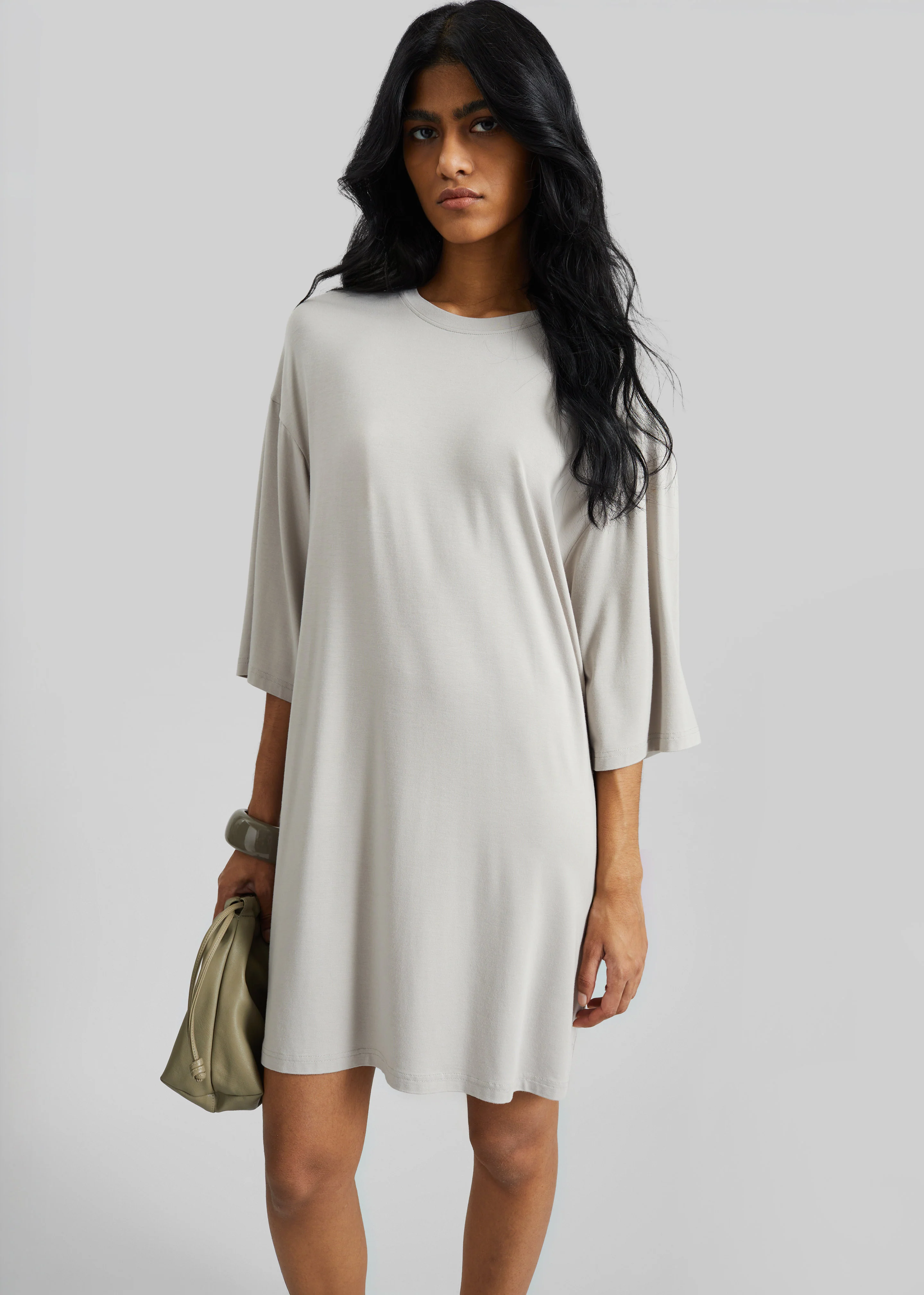 Sian Oversized T-Shirt Dress - Slate Grey - Image 2