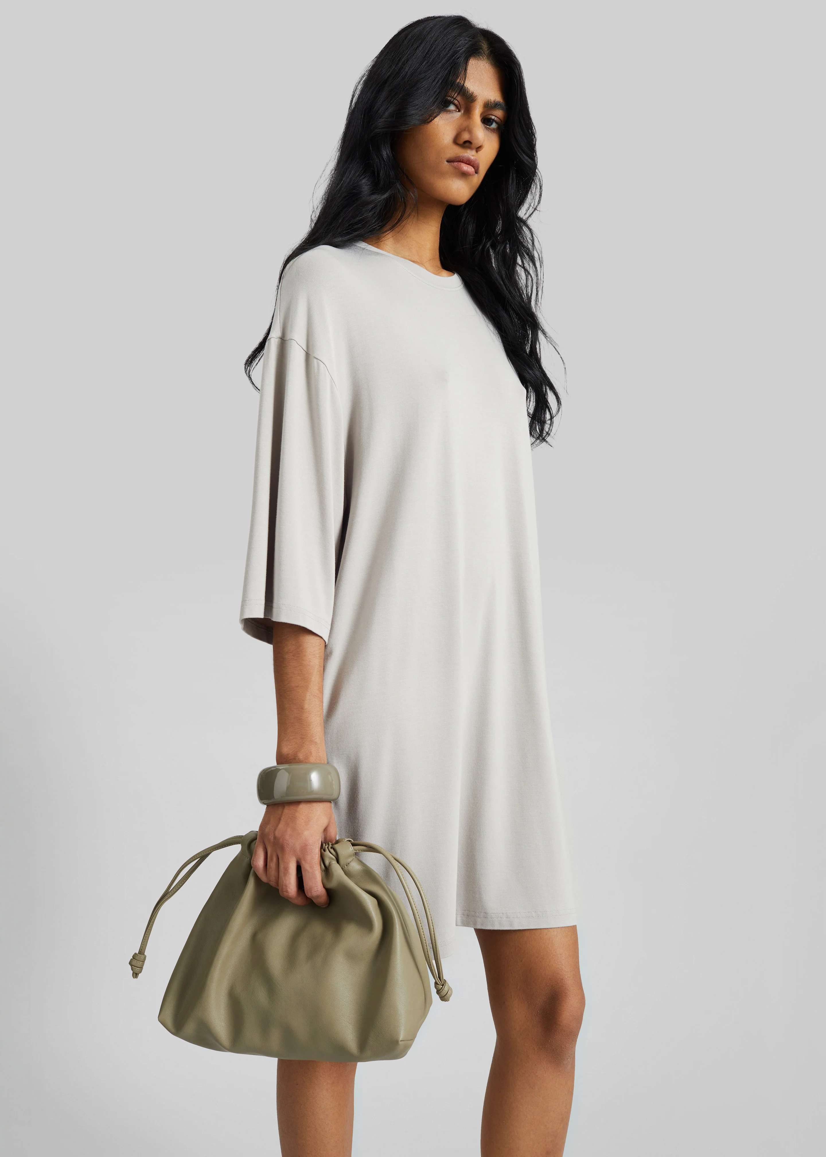 Sian Oversized T-Shirt Dress - Slate Grey - Image 5