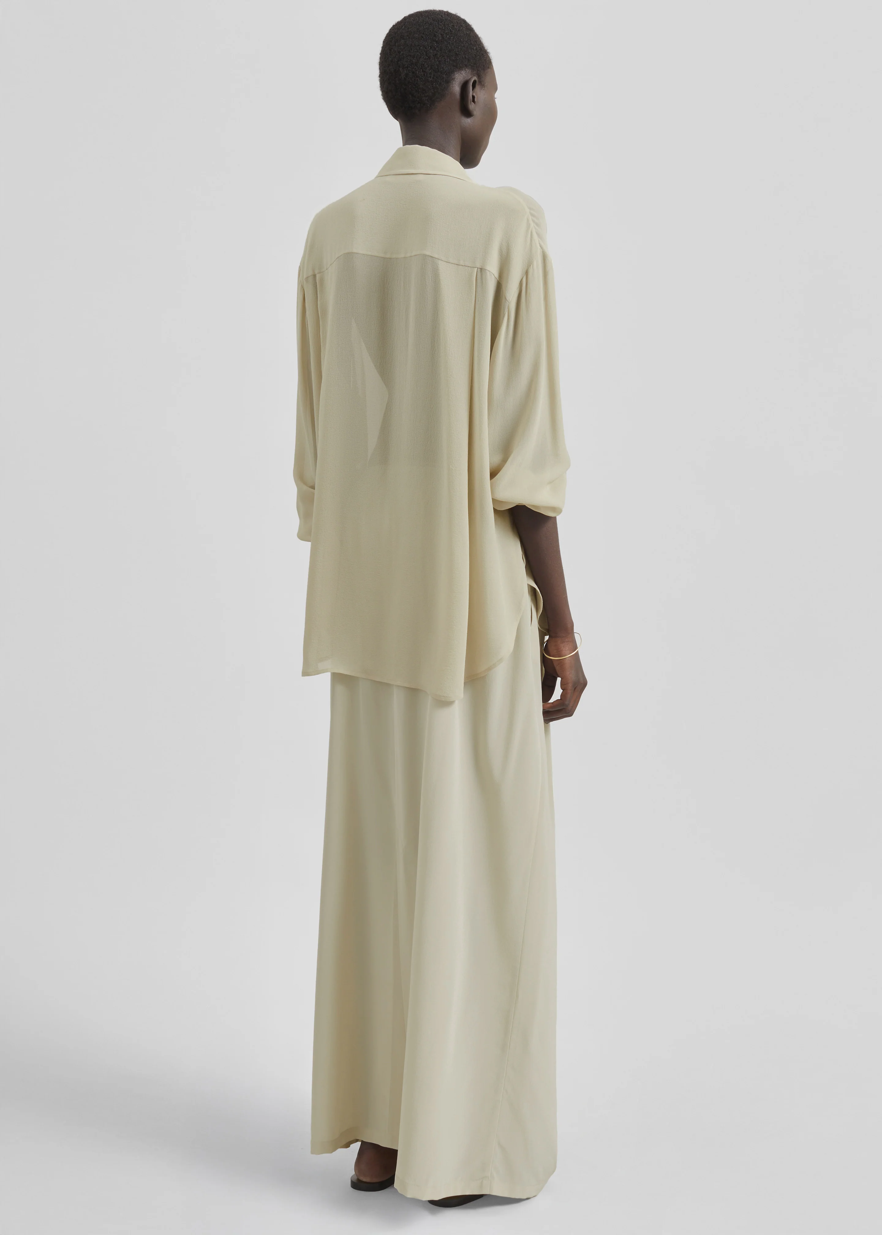 Sibena Silk Maxi Skirt - Cement - Image 9