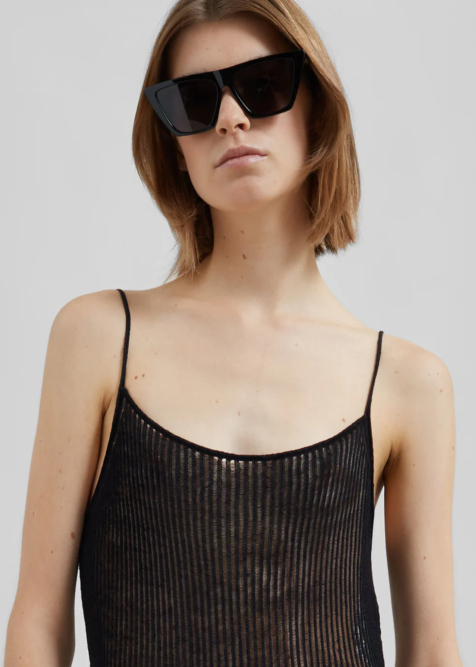 Sienna Semi Sheer Ribbed Dress - Black - Image 3