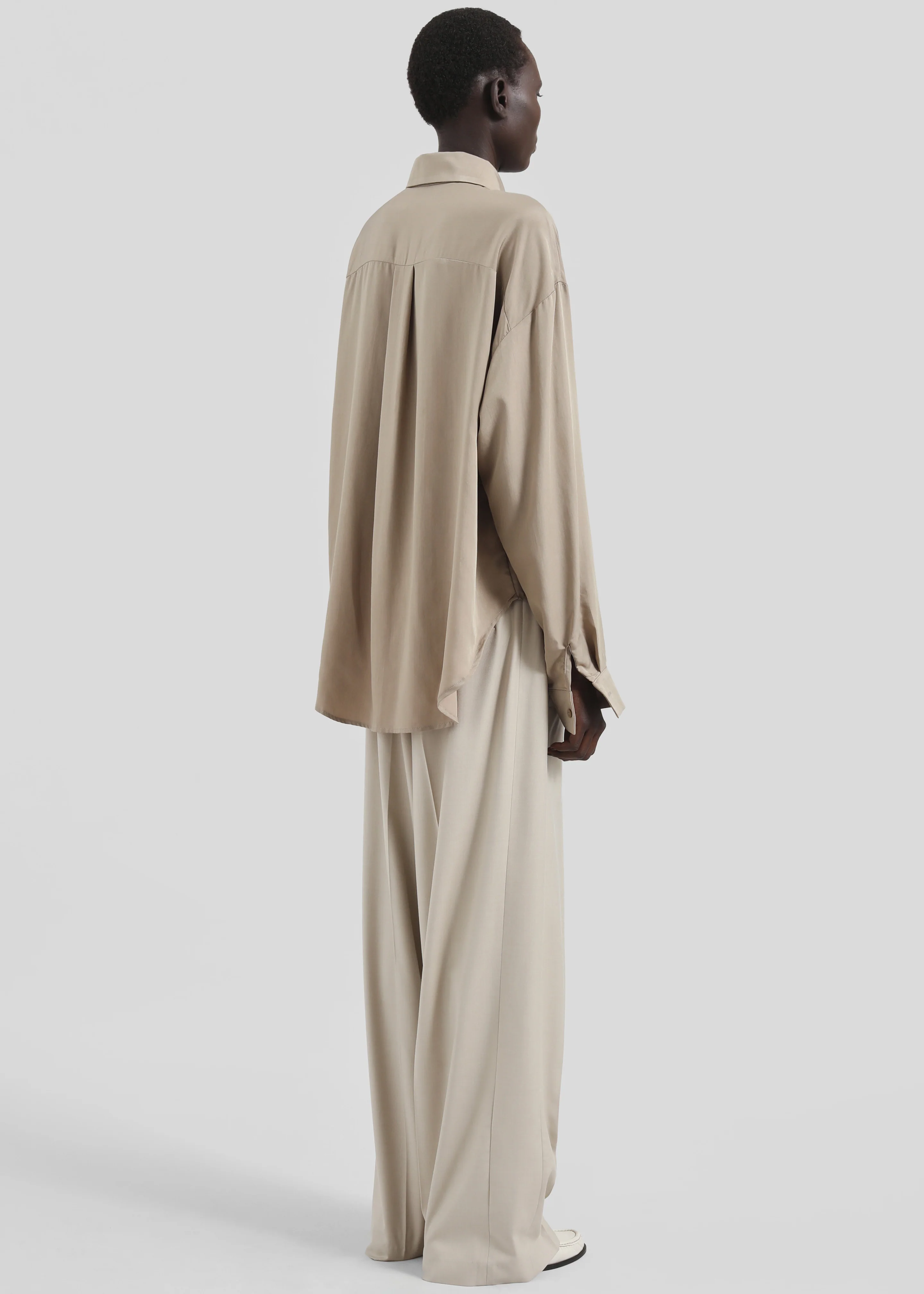 Silvan Neck Tie Shirt - Taupe - Image 10