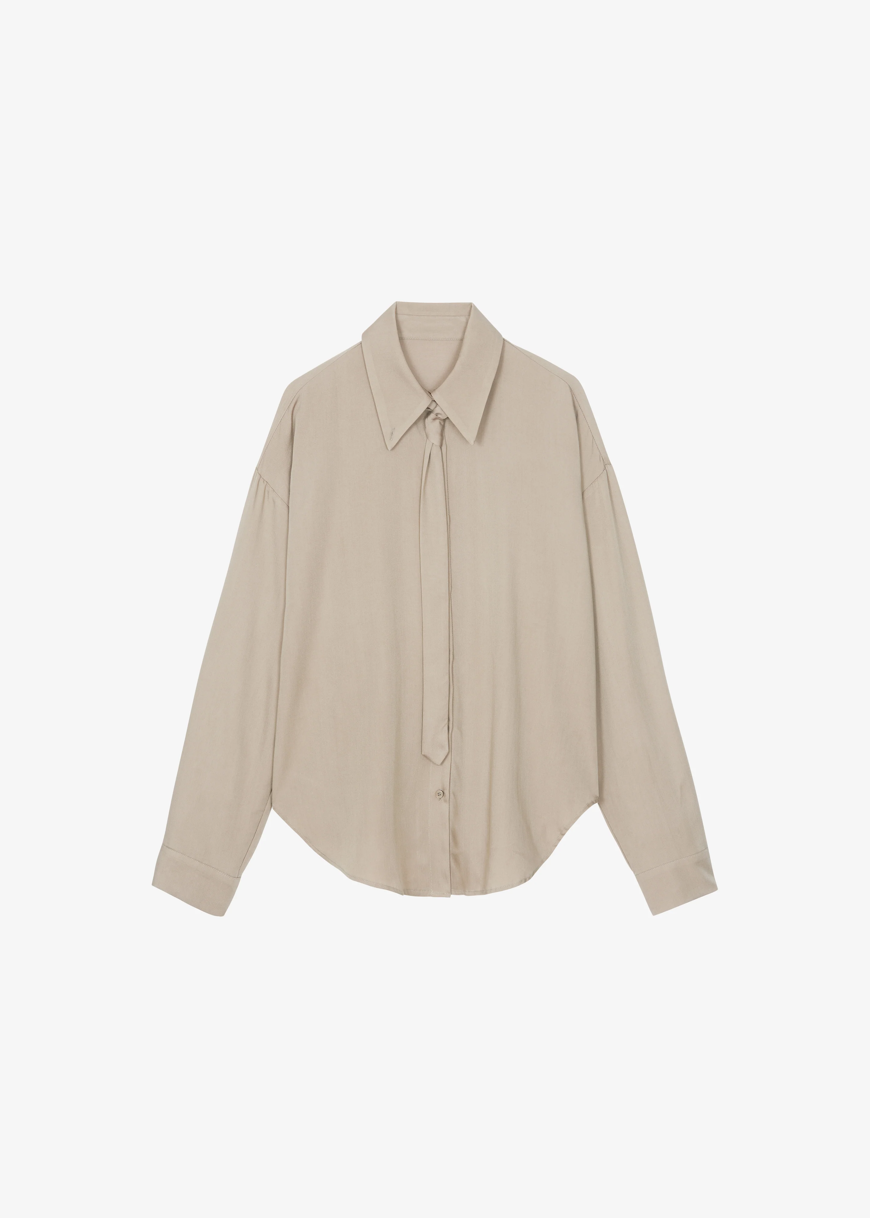 Silvan Neck Tie Shirt - Taupe - Image 11