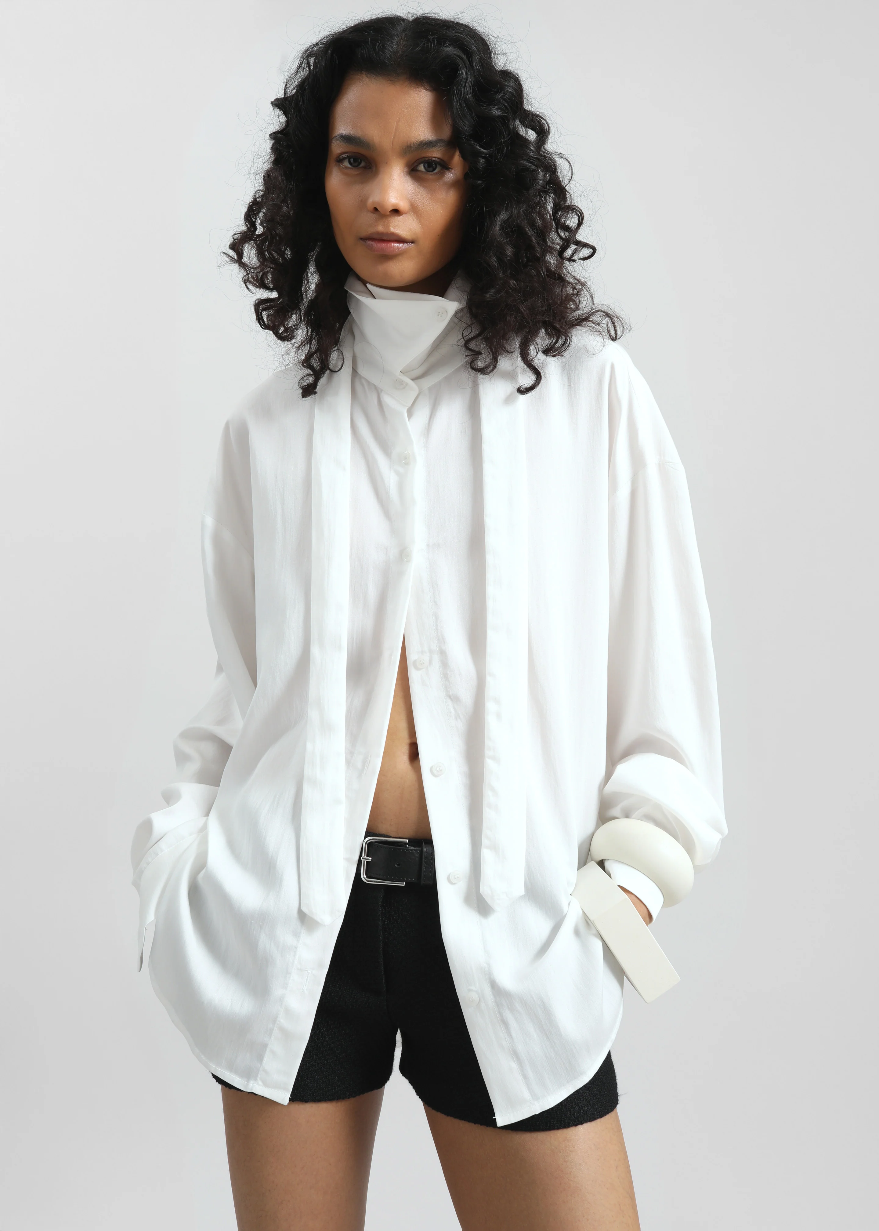 Silvan Neck Tie Shirt - White - Image 2