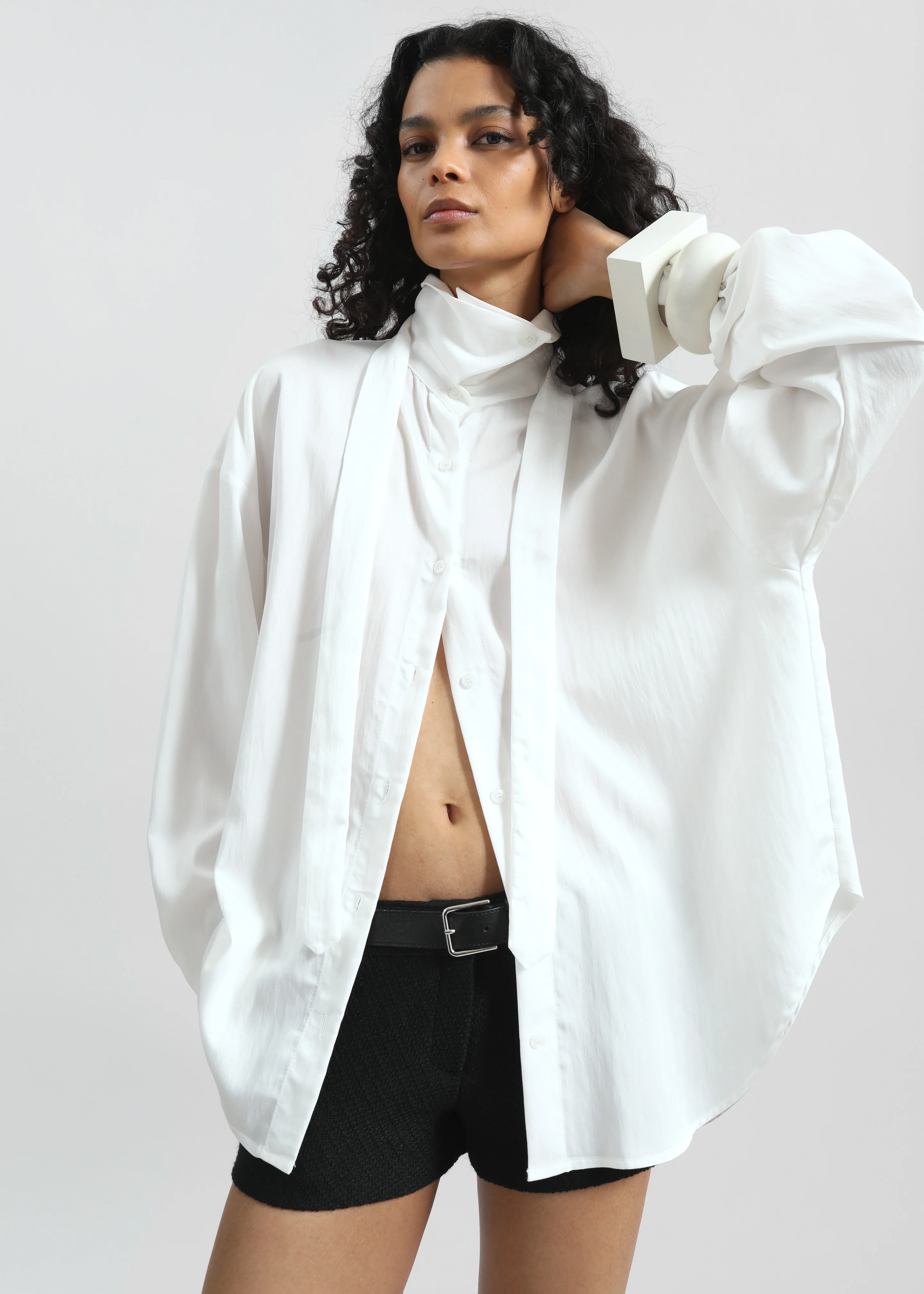Silvan Neck Tie Shirt - White - Image 4