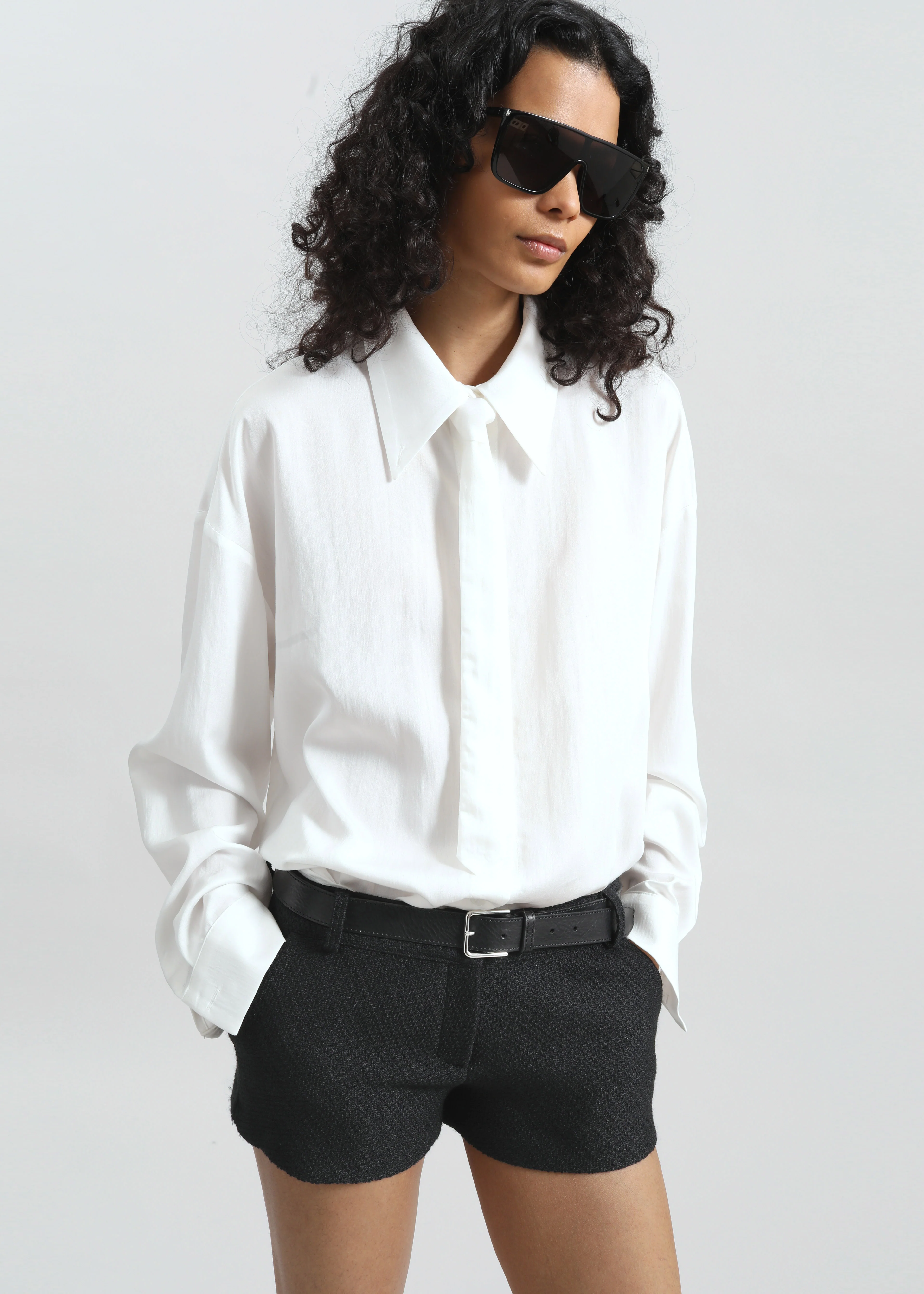 Silvan Neck Tie Shirt - White - Image 5