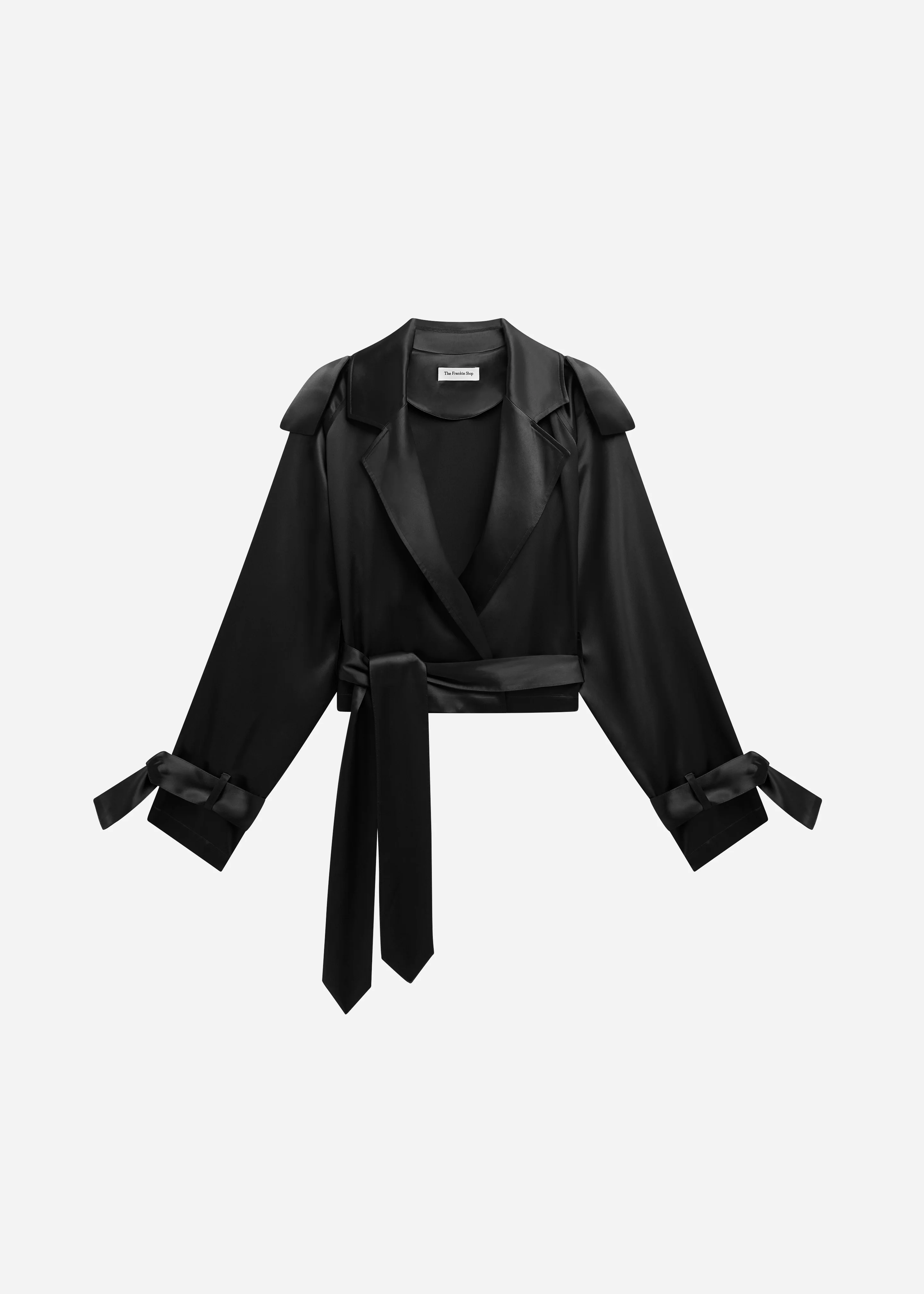 Simona Satin Short Trench - Black - Image 8