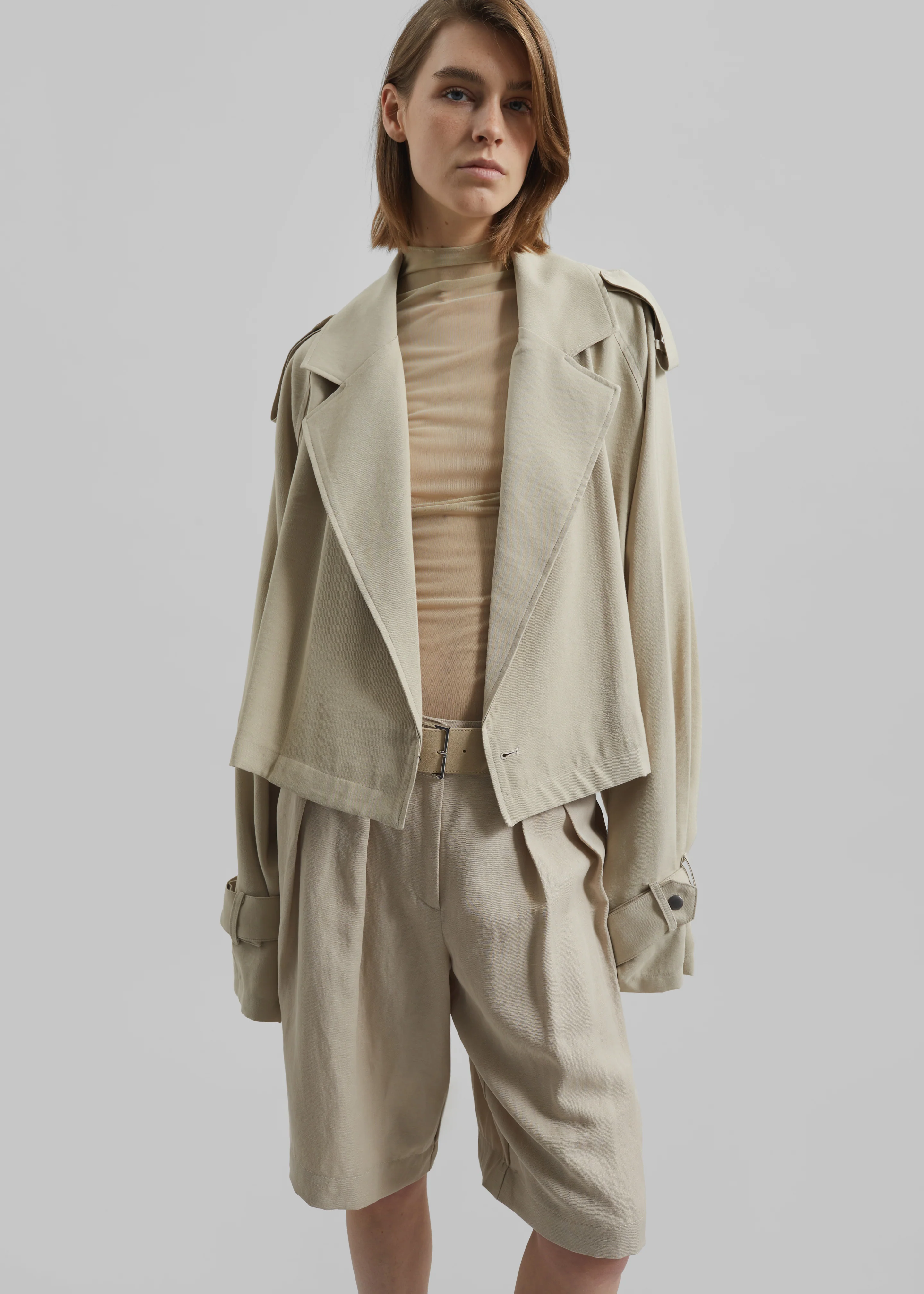 Simona Short Trench - Cement - Image 8