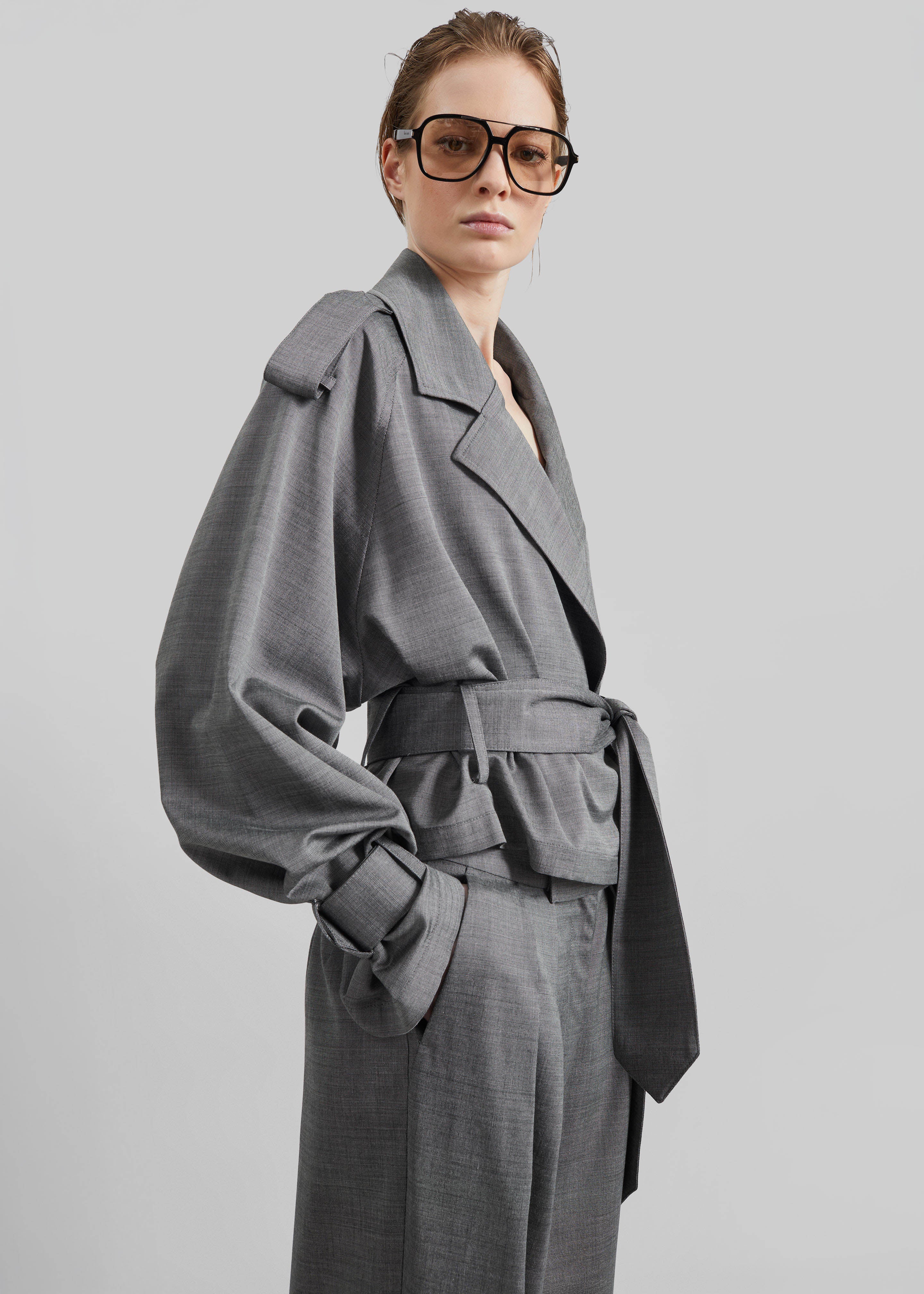 Simona Short Trench - Grey Melange - Image 3