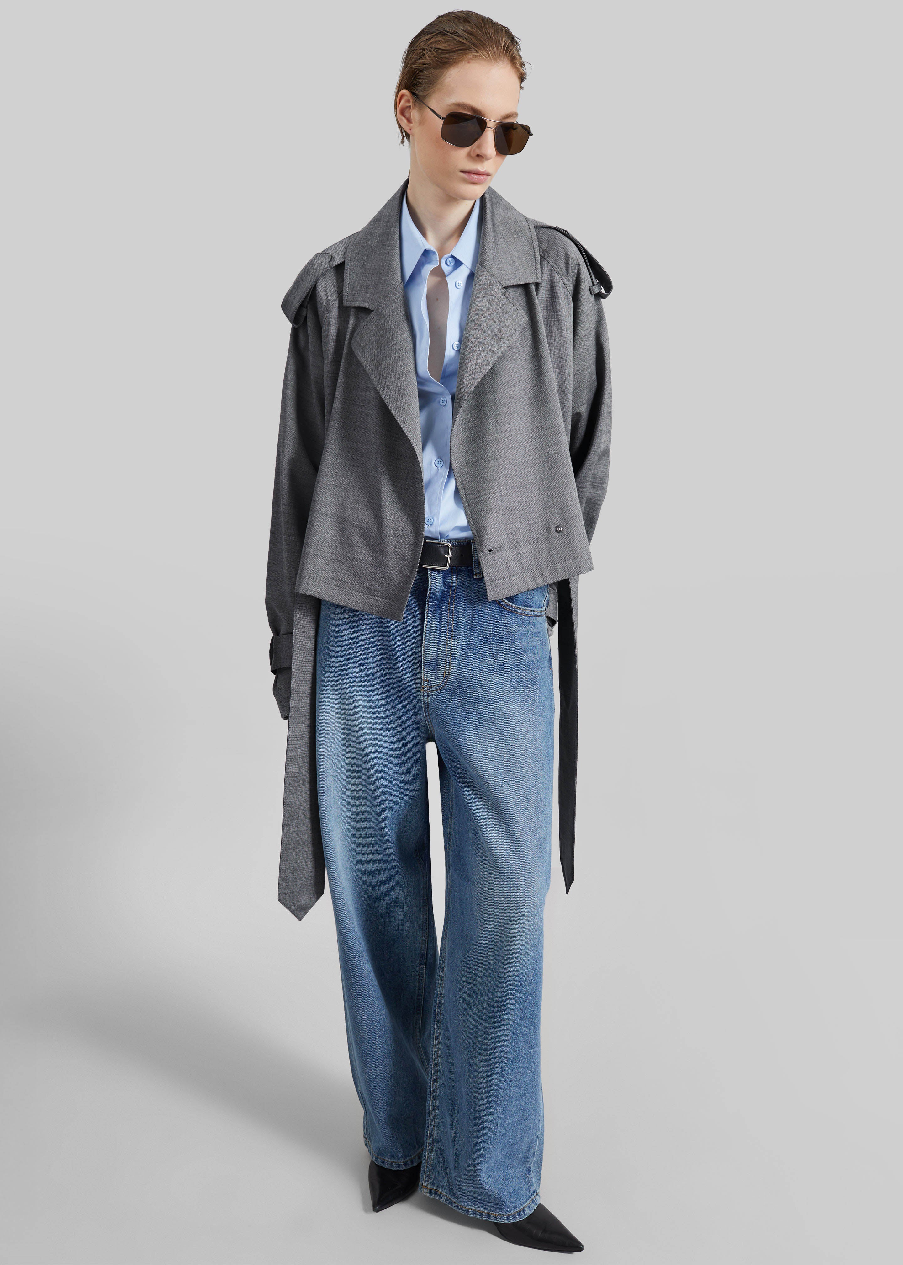 Simona Short Trench - Grey Melange - Image 4