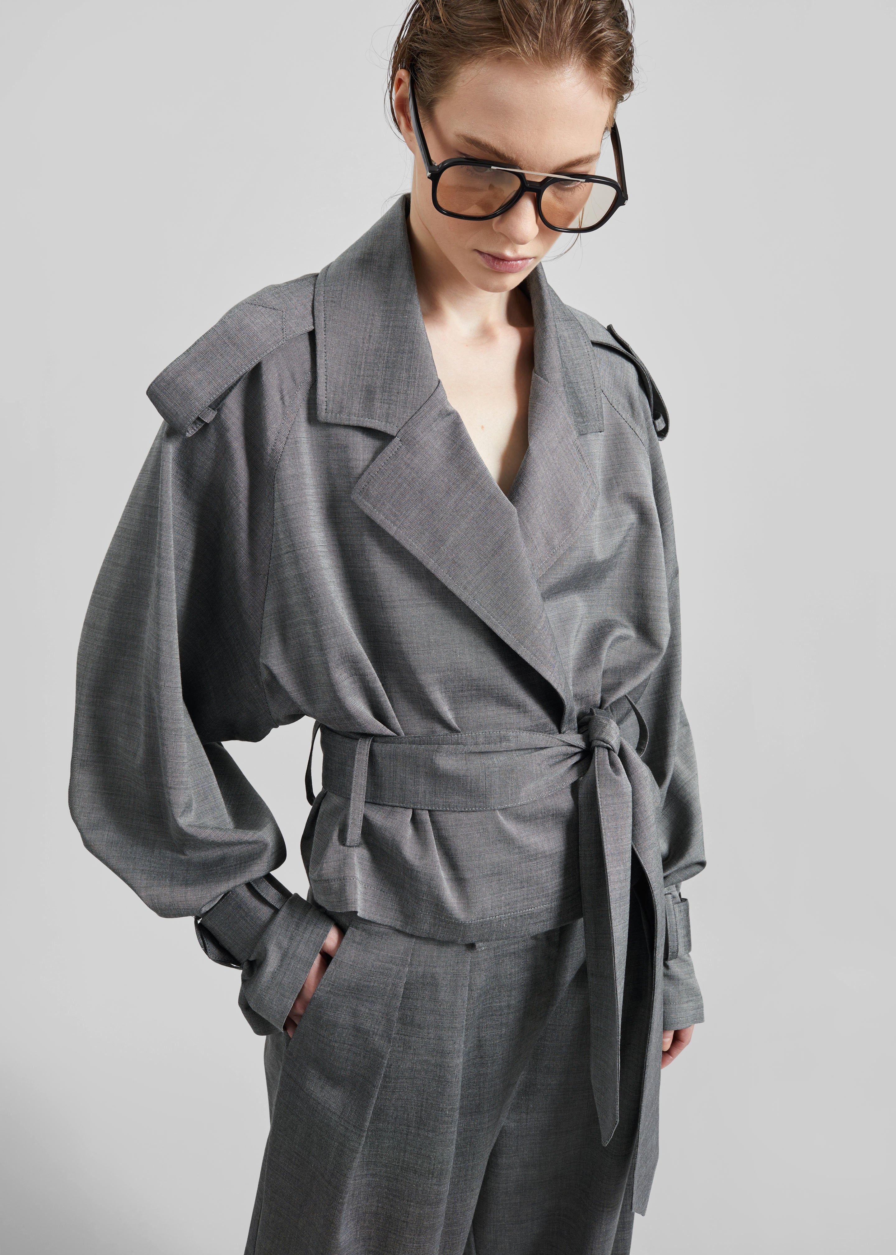 Simona Short Trench - Grey Melange - Image 5