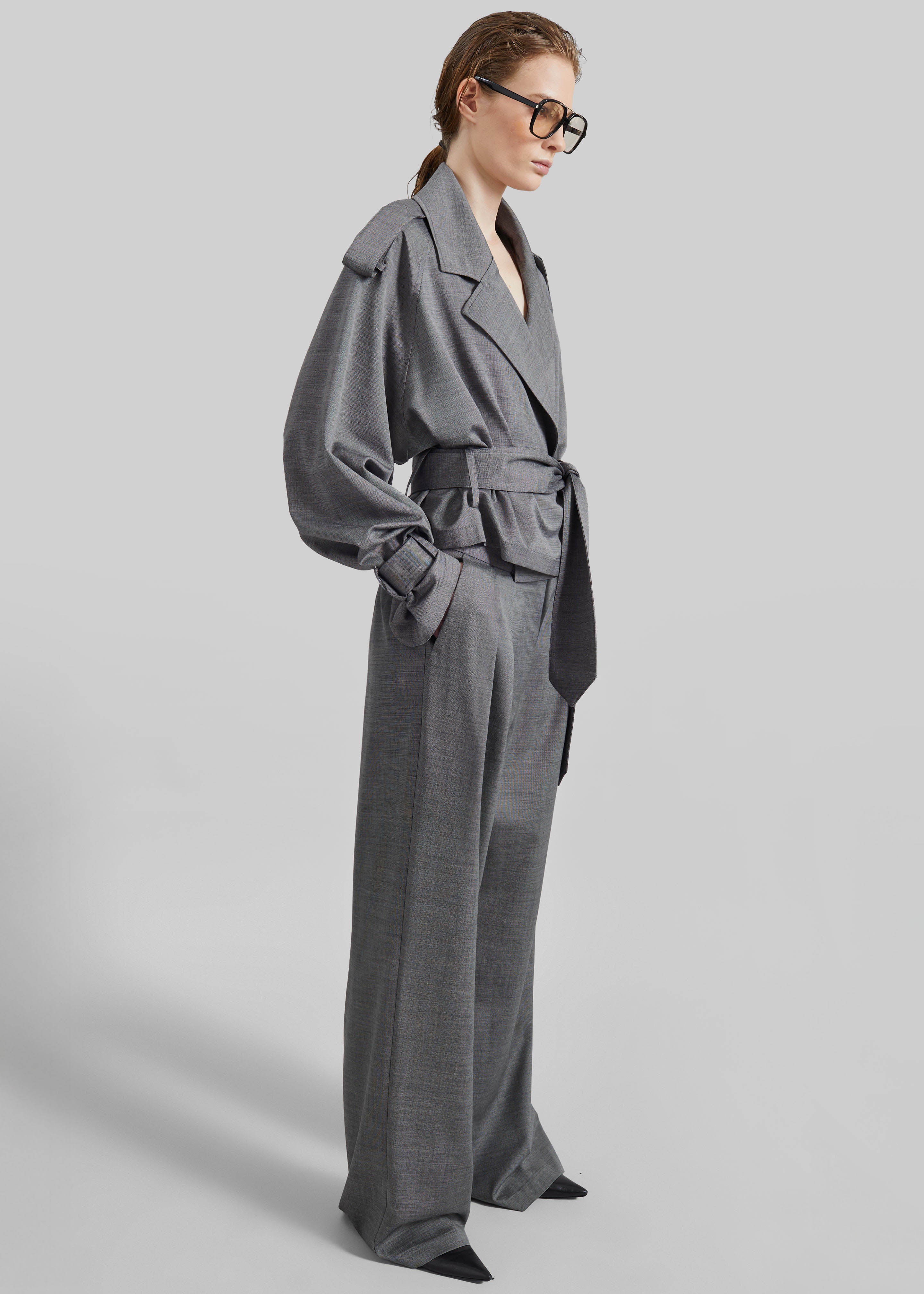 Simona Short Trench - Grey Melange - Image 7