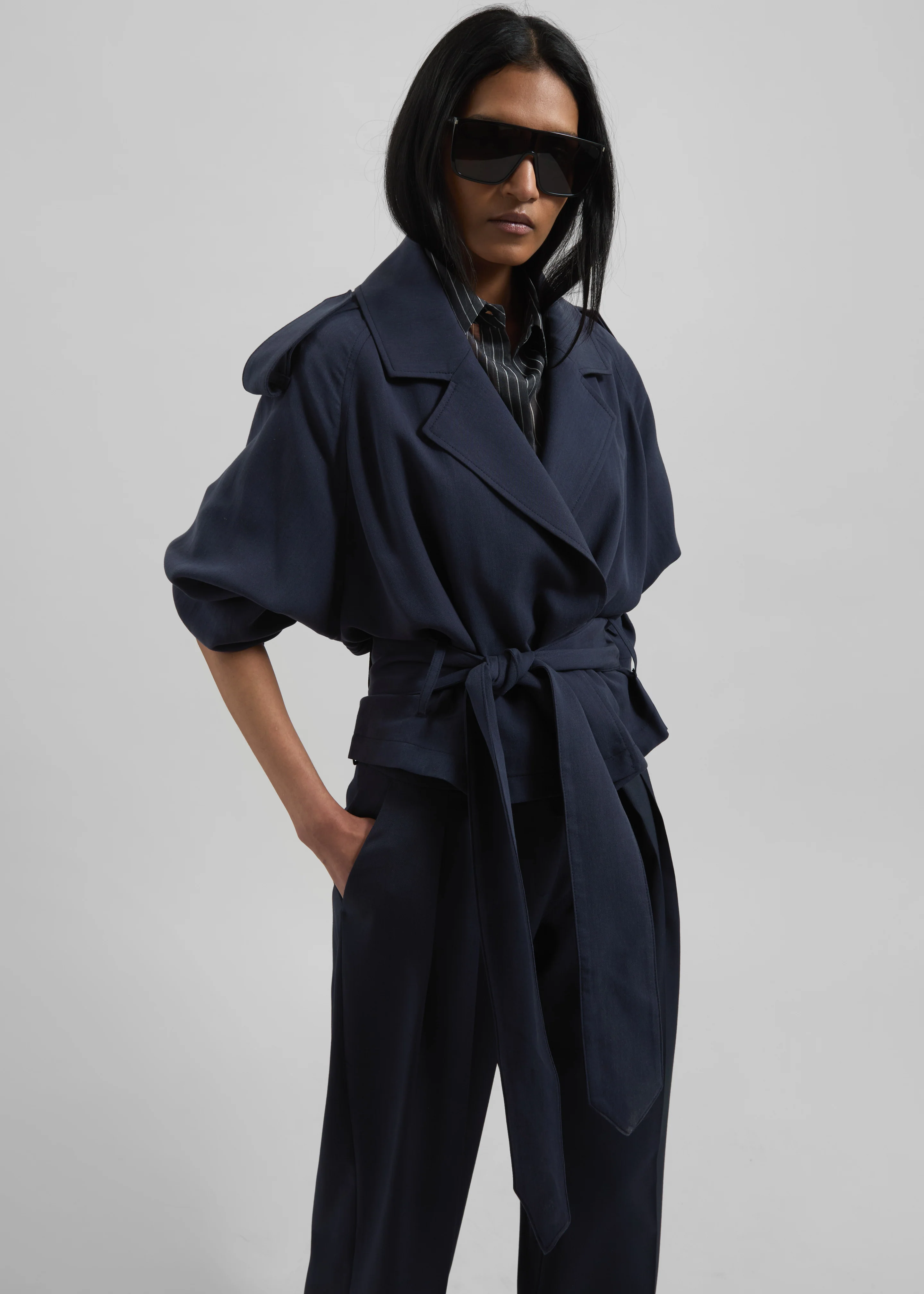 Simona Short Trench - Navy - Image 3