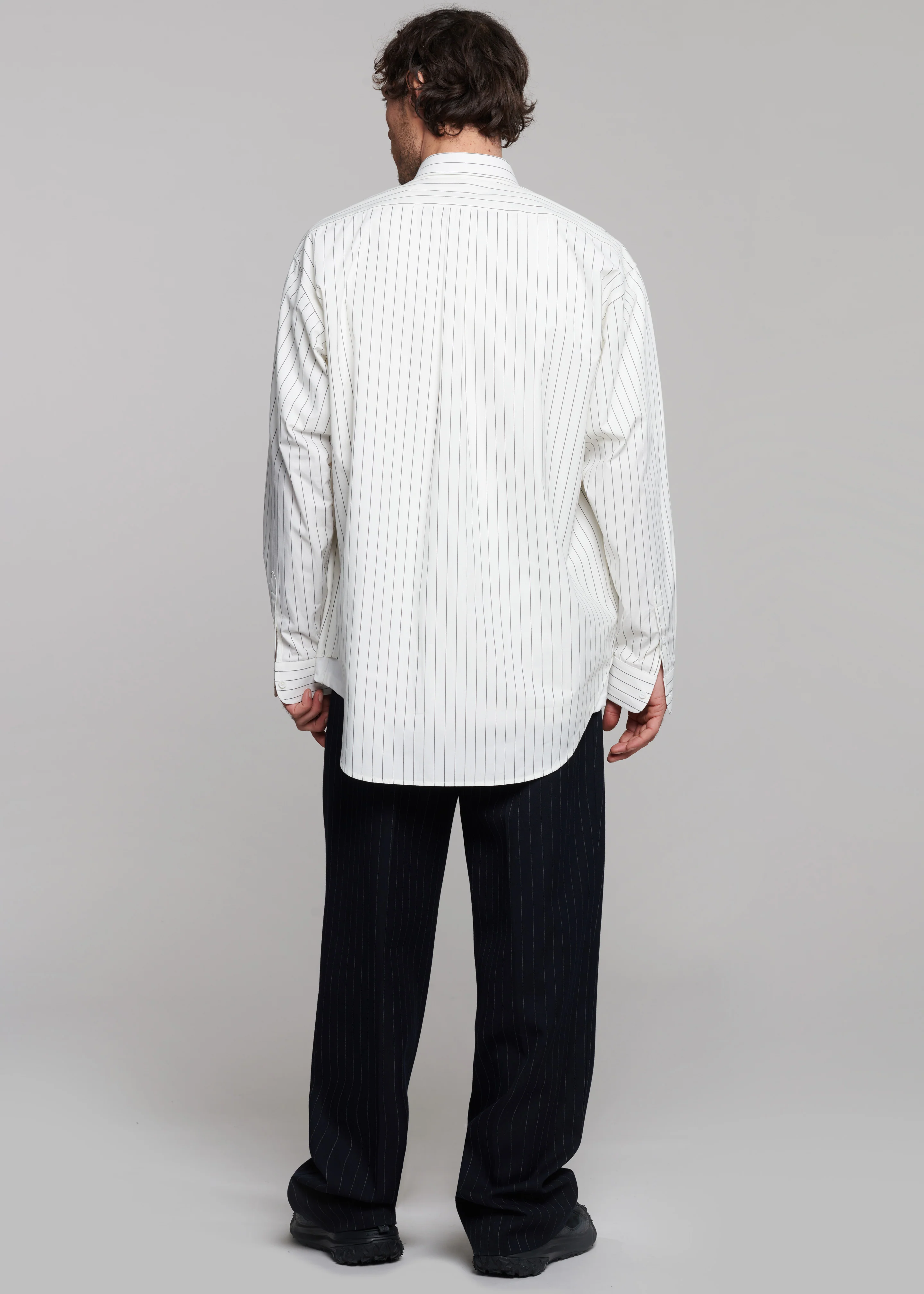 Sinclair Poplin Shirt - White/Black Stripe - Image 11