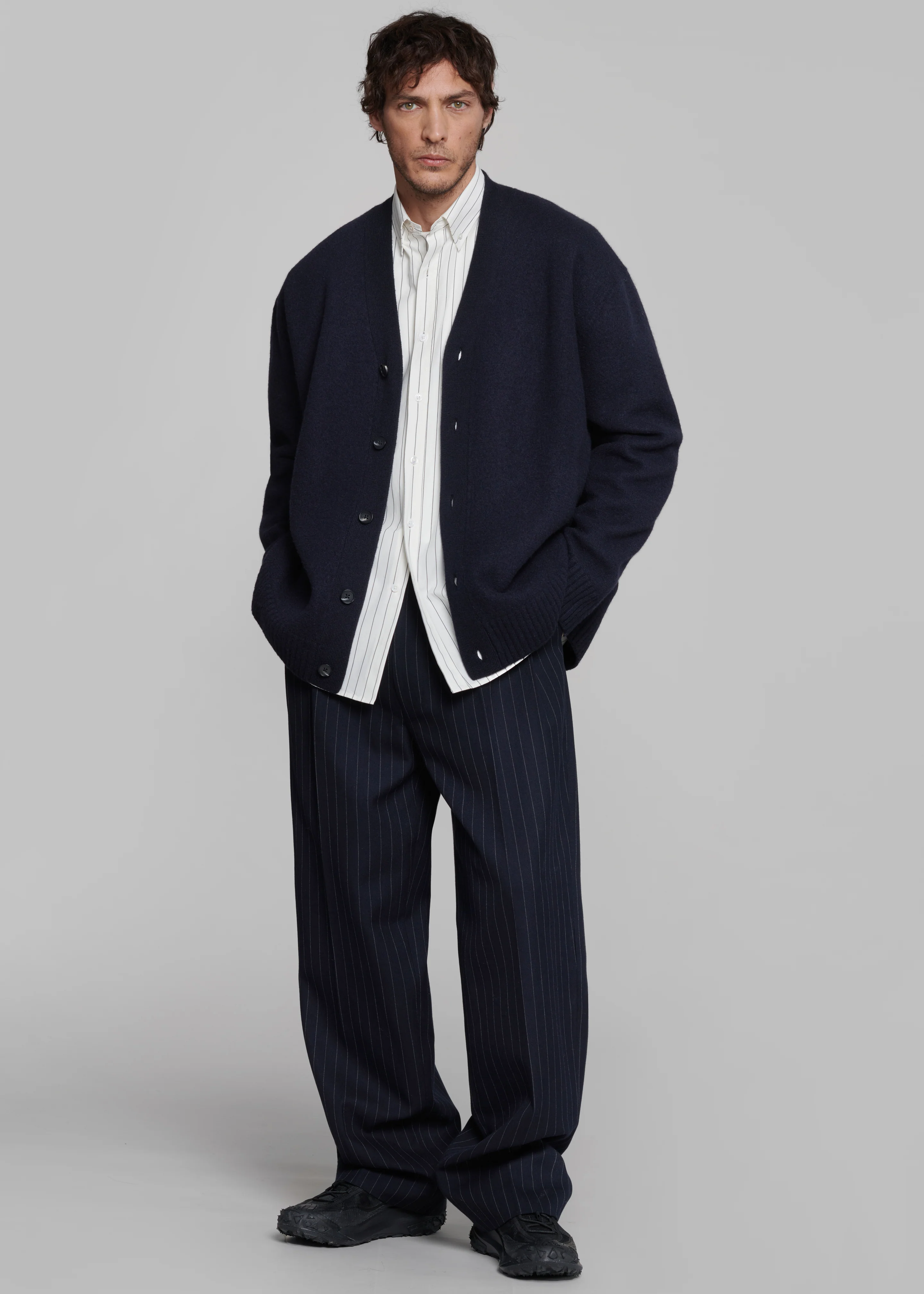Sinclair Poplin Shirt - White/Black Stripe - Image 5
